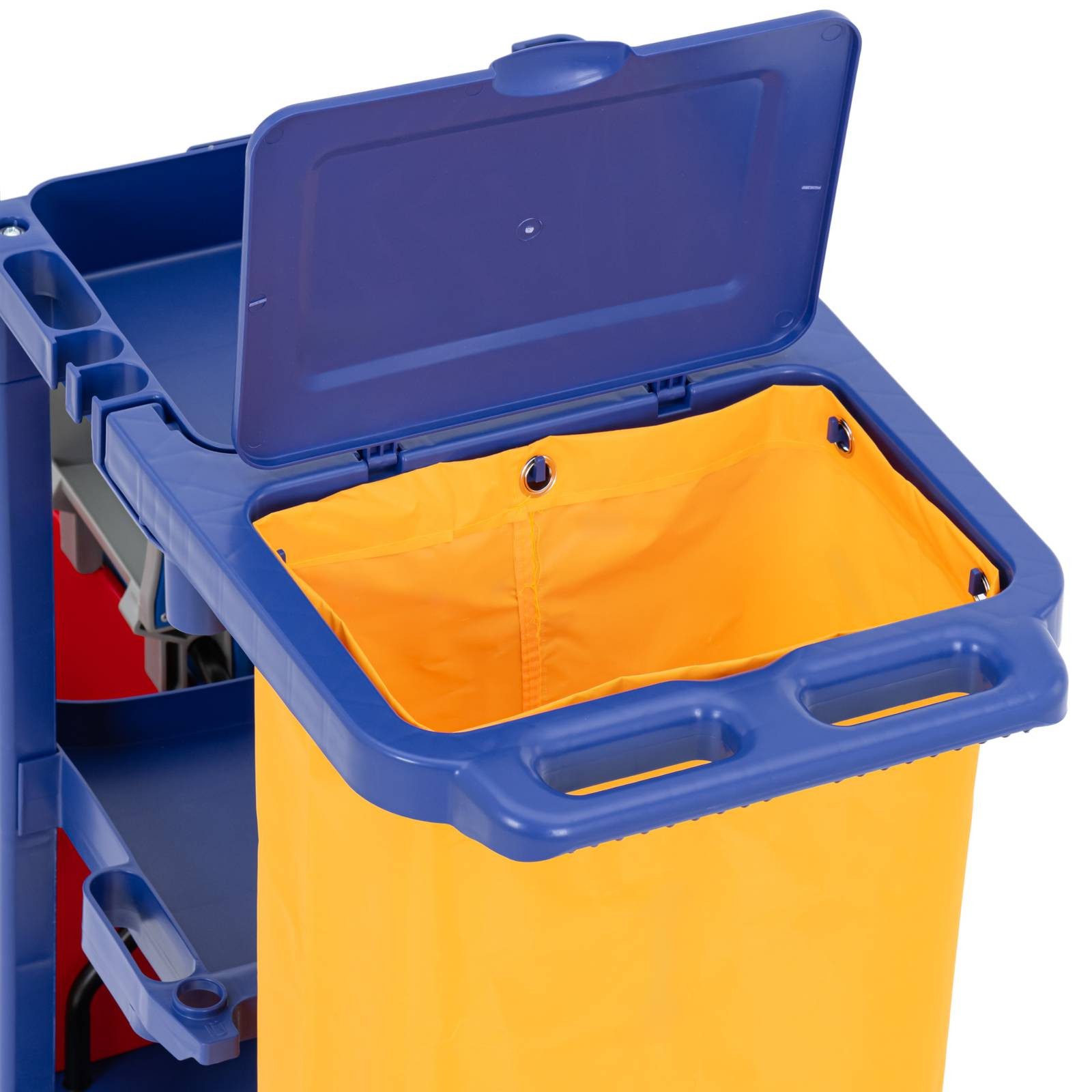 Ulsonix Putzwagen Reinigungswagen mit Presse, 2 Eimern, 3 Ablagen, 65-l-Sack 200 kg
