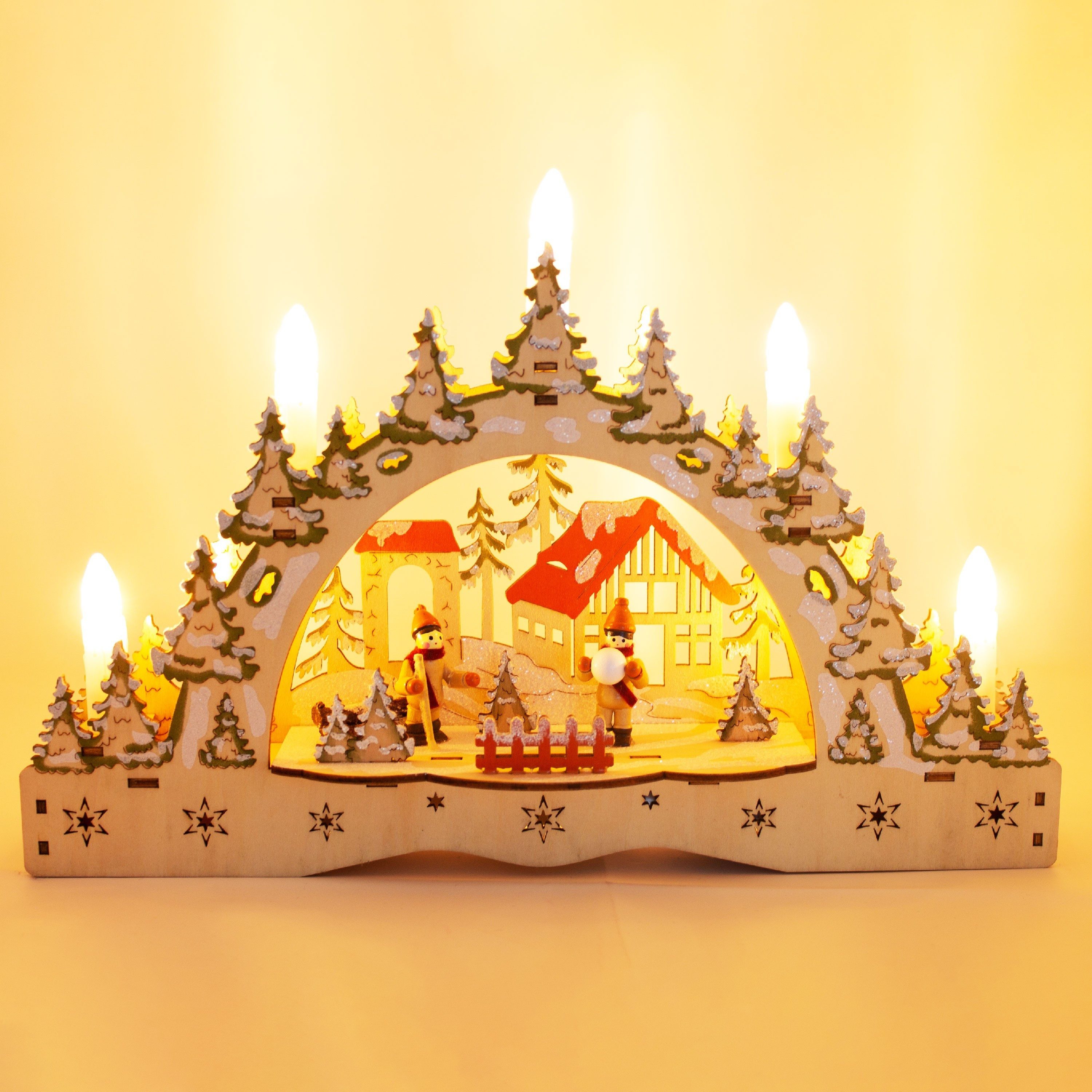 ToCi LED Schwibbogen LED-Kerzenbogen Schwibbogen mit 5 LED-Kerzen Weihnacht günstig online kaufen