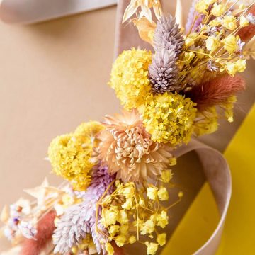 Trockenblume Hutband Trockenblumen in Gelb und Braun, mit Weiß abgesetzt, LYKKE & You
