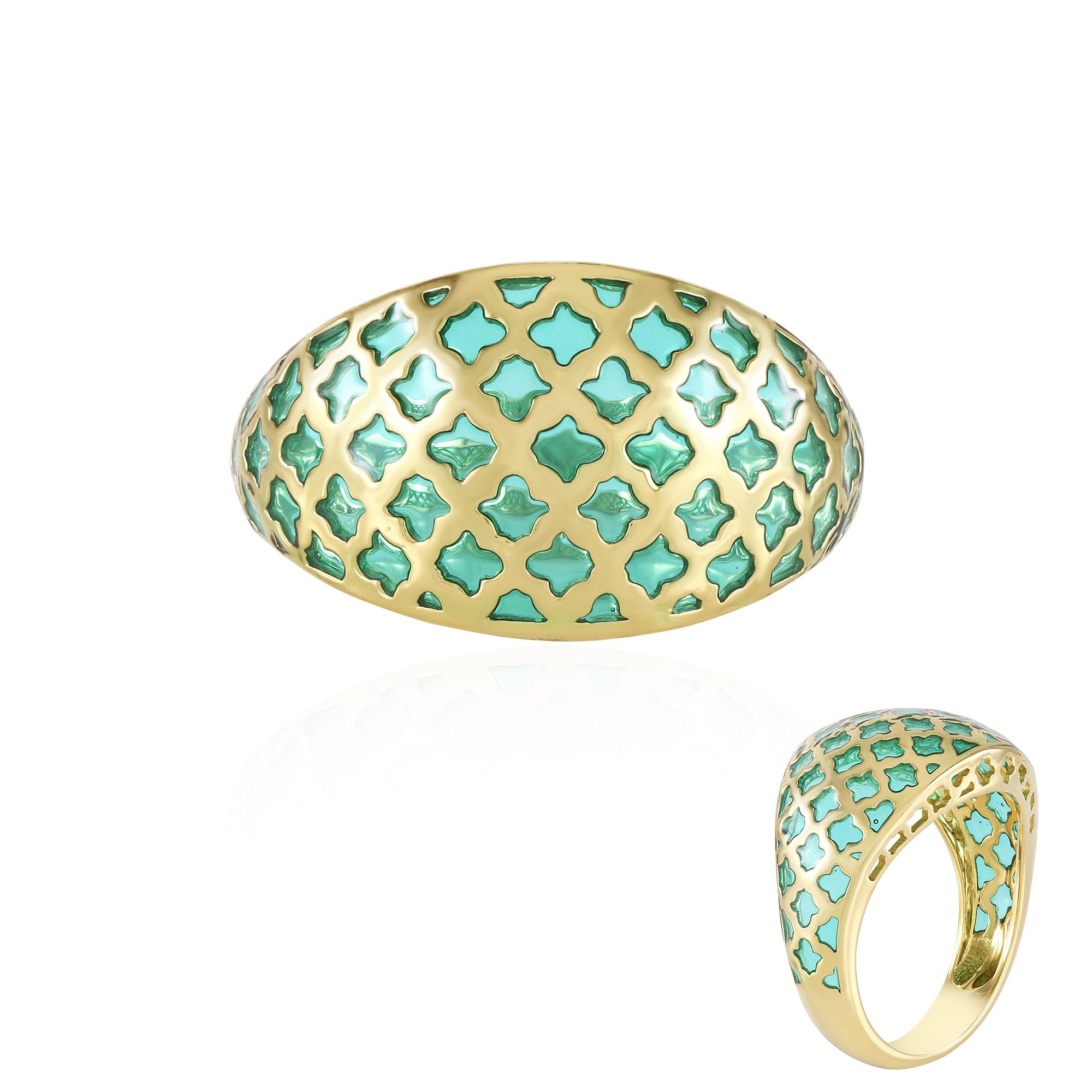 Cavill Silberring Cavill Ring Damen Sterlingsilber vergoldet mit türkisovalem Inlay (1-tlg)