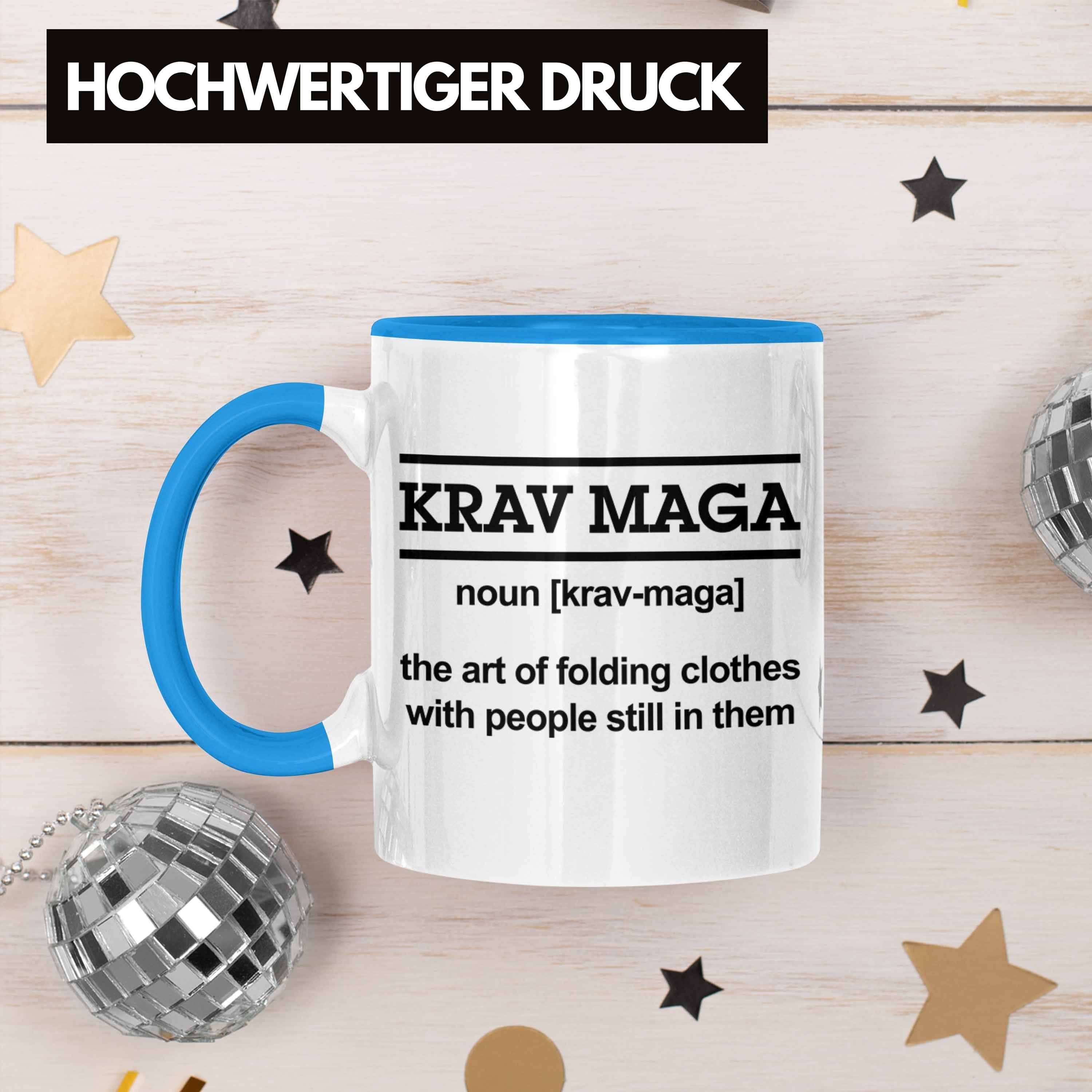 Trendation Tasse Krav Kampfsport Tasse Maga Spruch Blau Geschenk