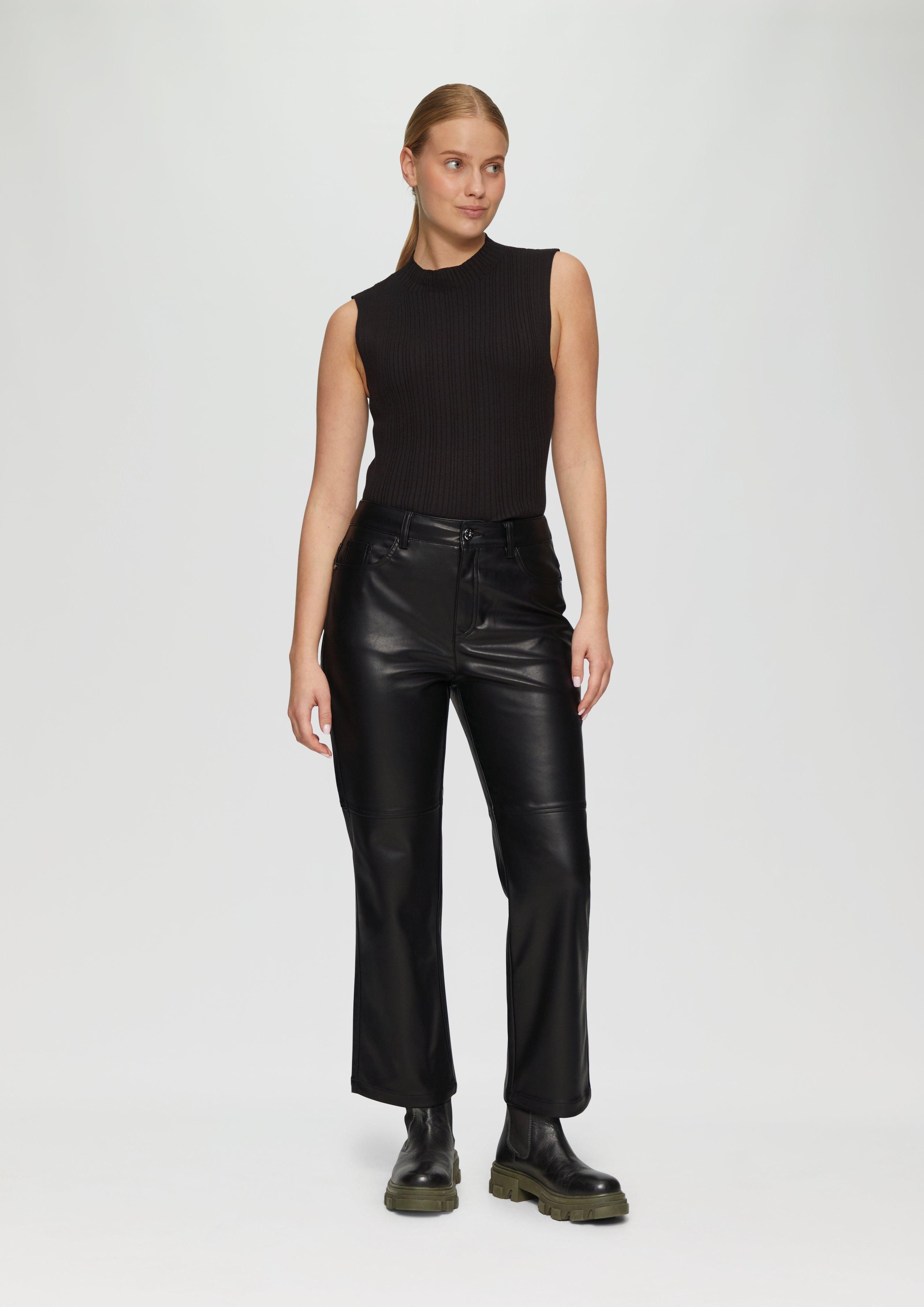 s.Oliver 7/8-Hose Kunstleder-Hose mit Ziernähten Ziernaht günstig online kaufen