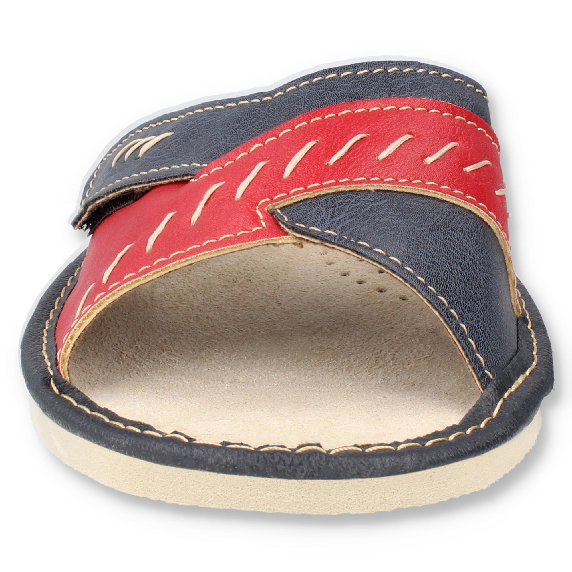 filsko Beja offene Pantoletten Damen Hausschuh dekorativer Klettverschluss