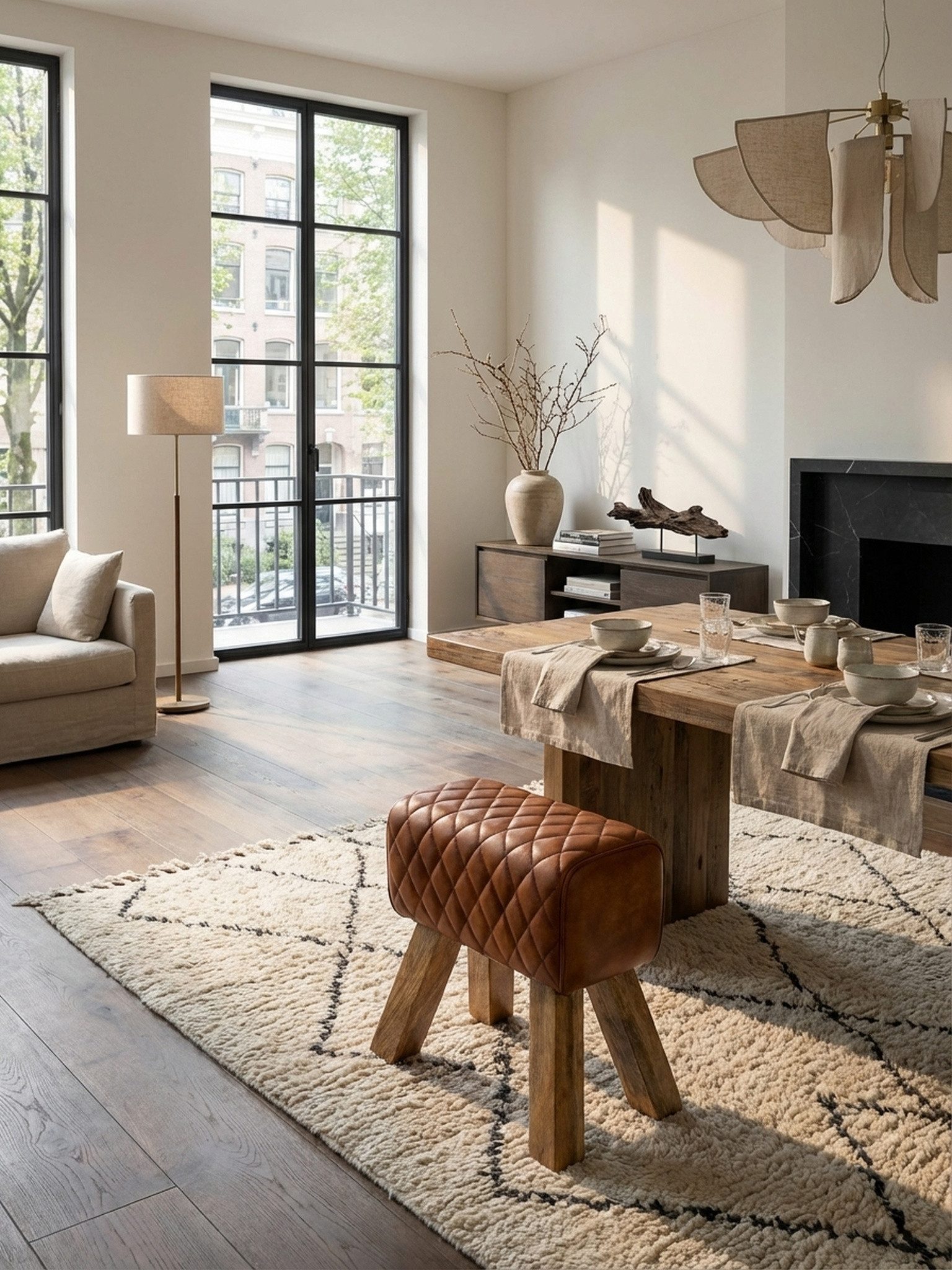 KADIMA DESIGN Sitzhocker Echtes Leder Hocker, Stilvolles Möbelstück für Wohnräume