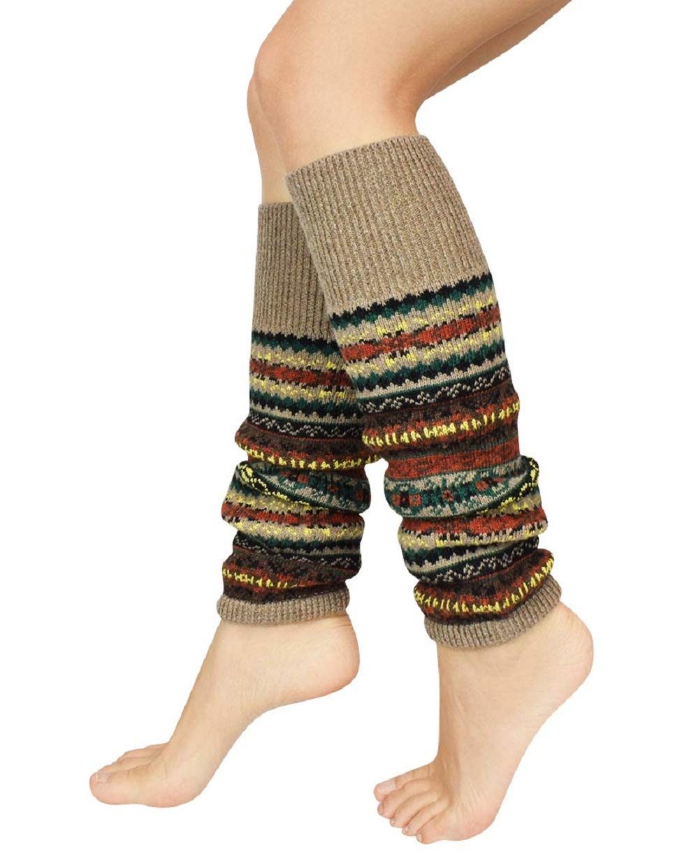 Coonoor Гетры Damen Lange Winter Legwarmer Gestrickt Verdicken Beinwärmer (Böhmischer Stil Гетры) Overknee Strümpfe Tanzen Strumpf Knit Crochet Socken Weihnachtsstrumpf