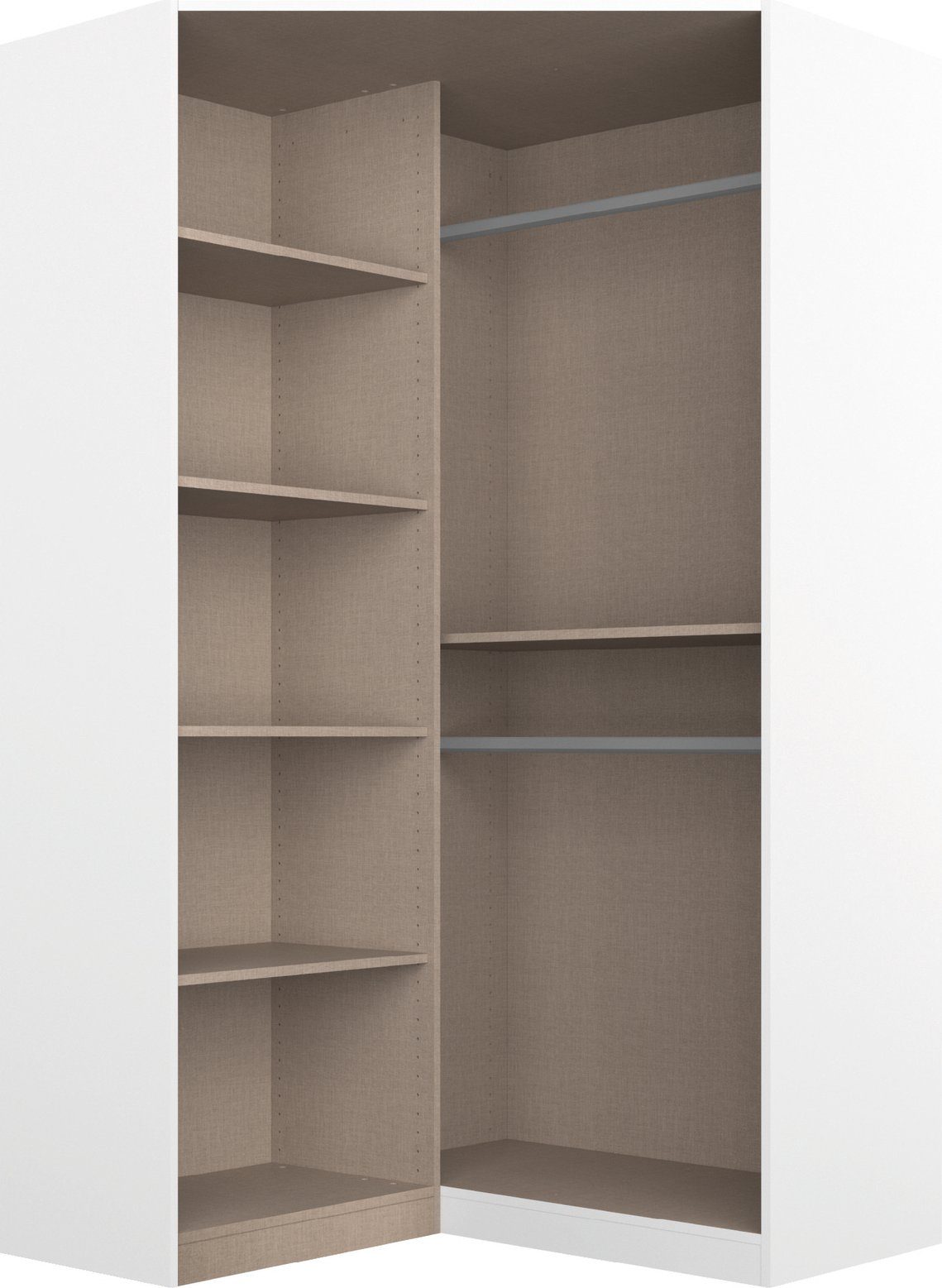 rauch Eckkleiderschrank Kleiderschrank Schrank Garderobe Wäscheschrank COSTA Größe 117x104 cm (in 3 Ausstattungen BASIC/CLASSIC/PREMIUM) mit Spiegel, voll ausge – Bild 5 von 5