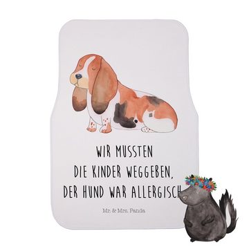 Fußmatte Hund Basset Hound - Weiß - Geschenk, Hundeliebe, kinderlos, gescheckt, Mr. & Mrs. Panda, Höhe: 0.5 mm