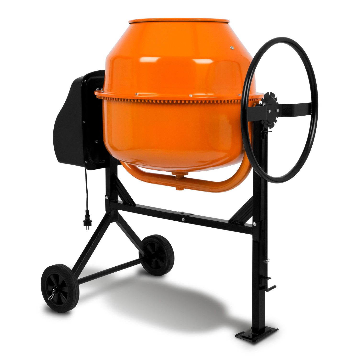 EBERTH Betonmischer 160 L Elektrisch, 650W Motor, Gestell, Trommel und Zahnkranz aus Stahl, Zementmischer