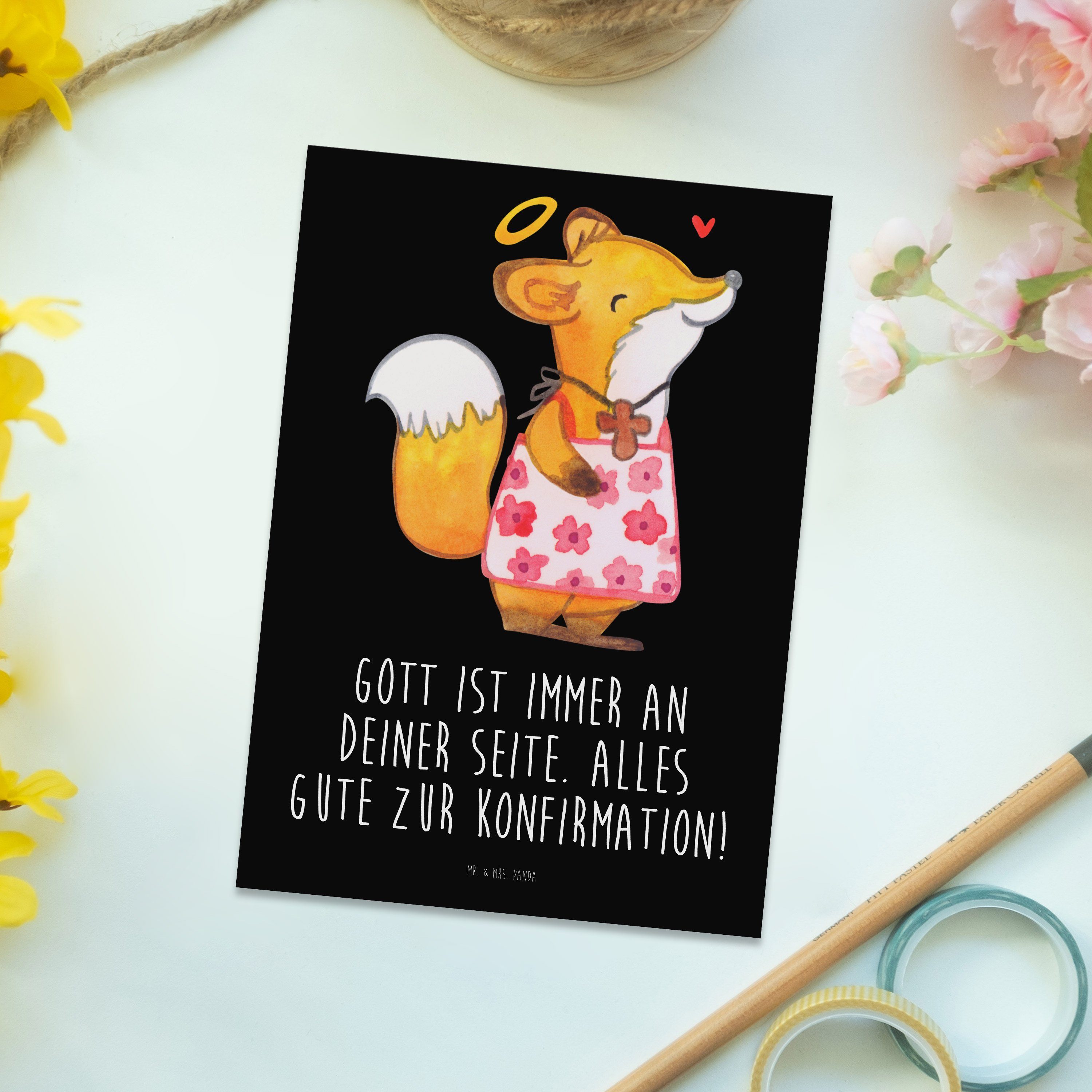 Mrs. Konfirmation Geschenk, Kreidetafel - - Panda Komm Fuchs Mr. Alles & Mädchen Gute, Postkarte