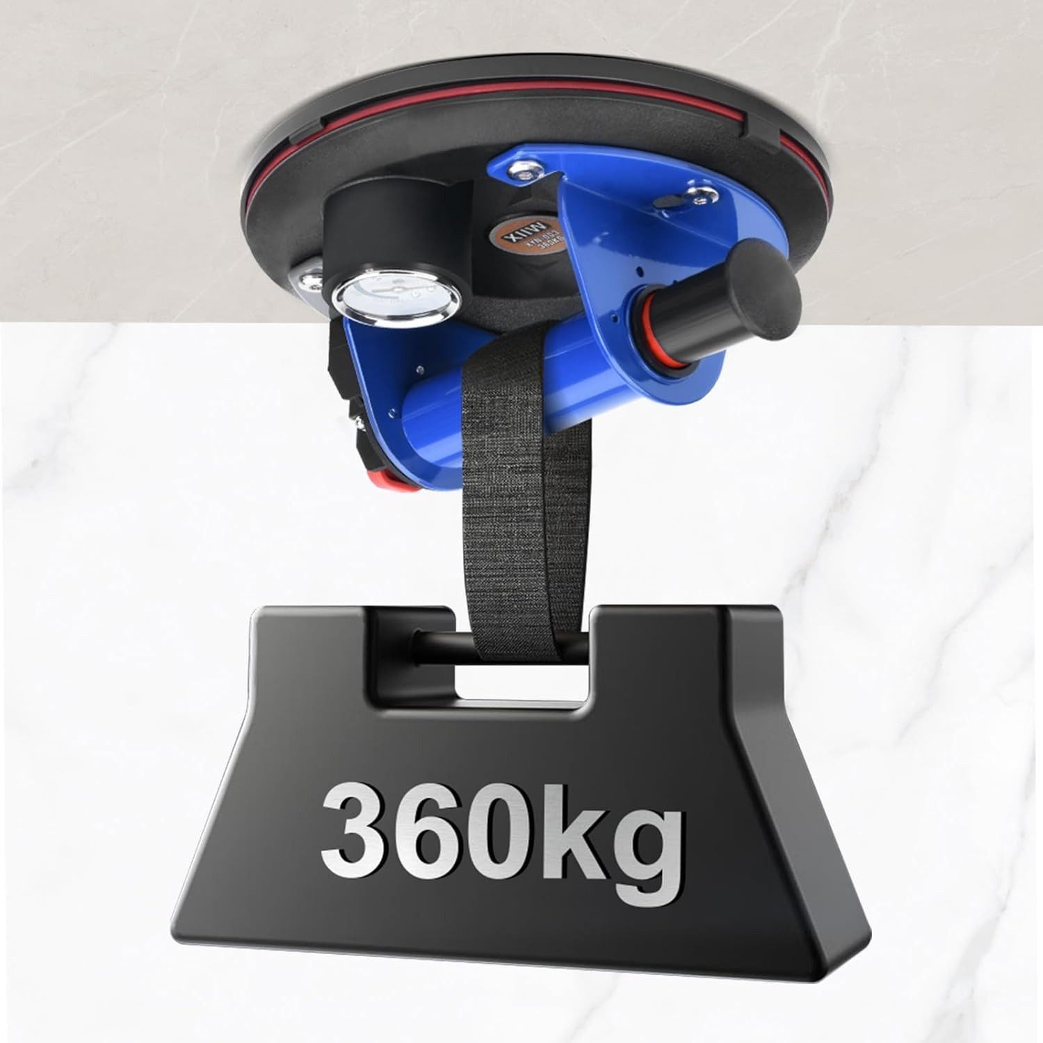 XERSEK Saugheber 2X Saugnäpfe Glasheber Metallgriff mit Manometer 8'' Vakuum Saugnapf, max. 360,00 kg Traglast, Fliesenheber mit Kasten, Glassauger Saughalter, 2-tlg.], Plattenheber für Laminat Fliesen Metalle Marmor