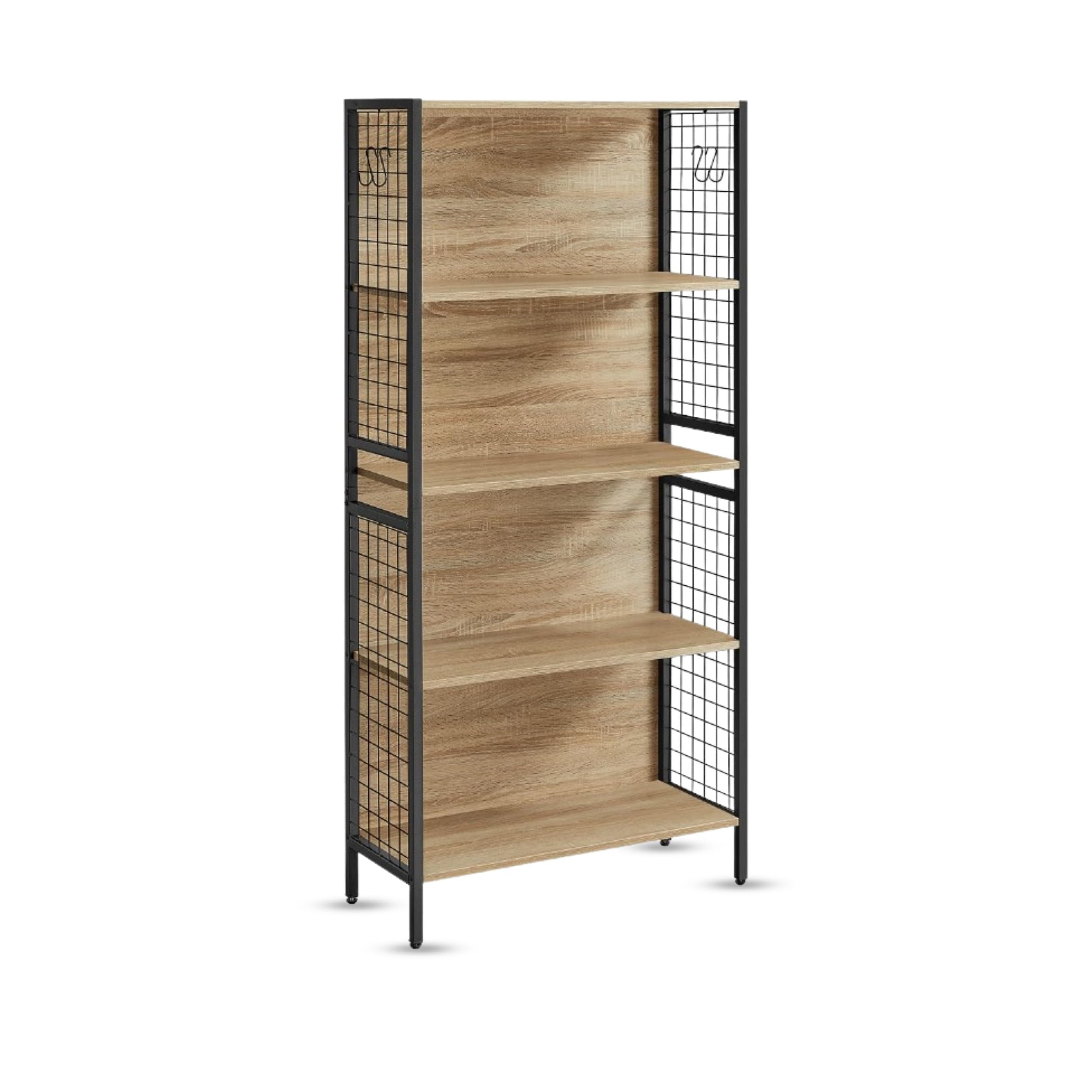 Best for Home Bücherregal Holzregal Vintage – stabiles 5-Böden Regal für stilvollen Stauraum, Einzelmöbel 1-tlg., vielseitig einsetzbar, platzsparendes und dekoratives Stauraummöbel
