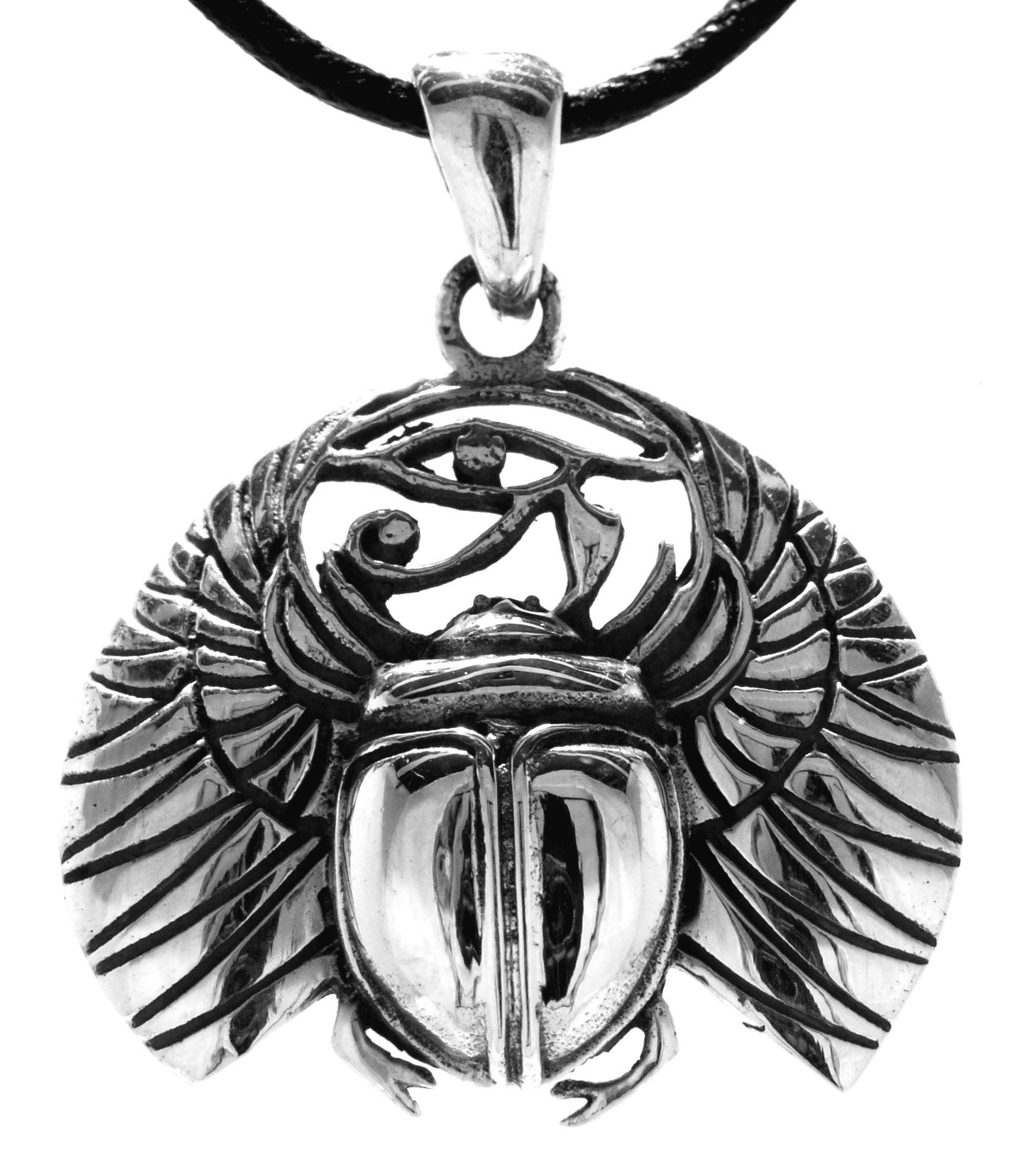 Kiss of Leather Sterling Glücksbringer Ägypten Käfer Horus Silber Kettenanhänger Auge Skarabäus 925
