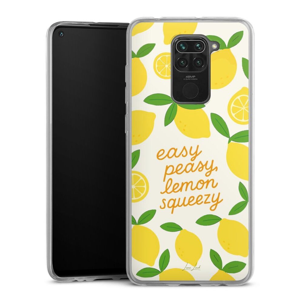 DeinDesign Handyhülle Zitrone Spruch Statement Easy Peasy Lemon Queezy, Xiaomi Redmi Note 9 Slim Case Silikon Hülle Ultra Dünn Schutzhülle