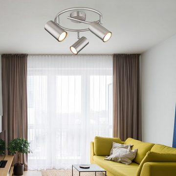 Globo Deckenleuchte Deckenleuchte Wohnzimmer Silber Deckenlampe Deckenstrahler 3 Spots