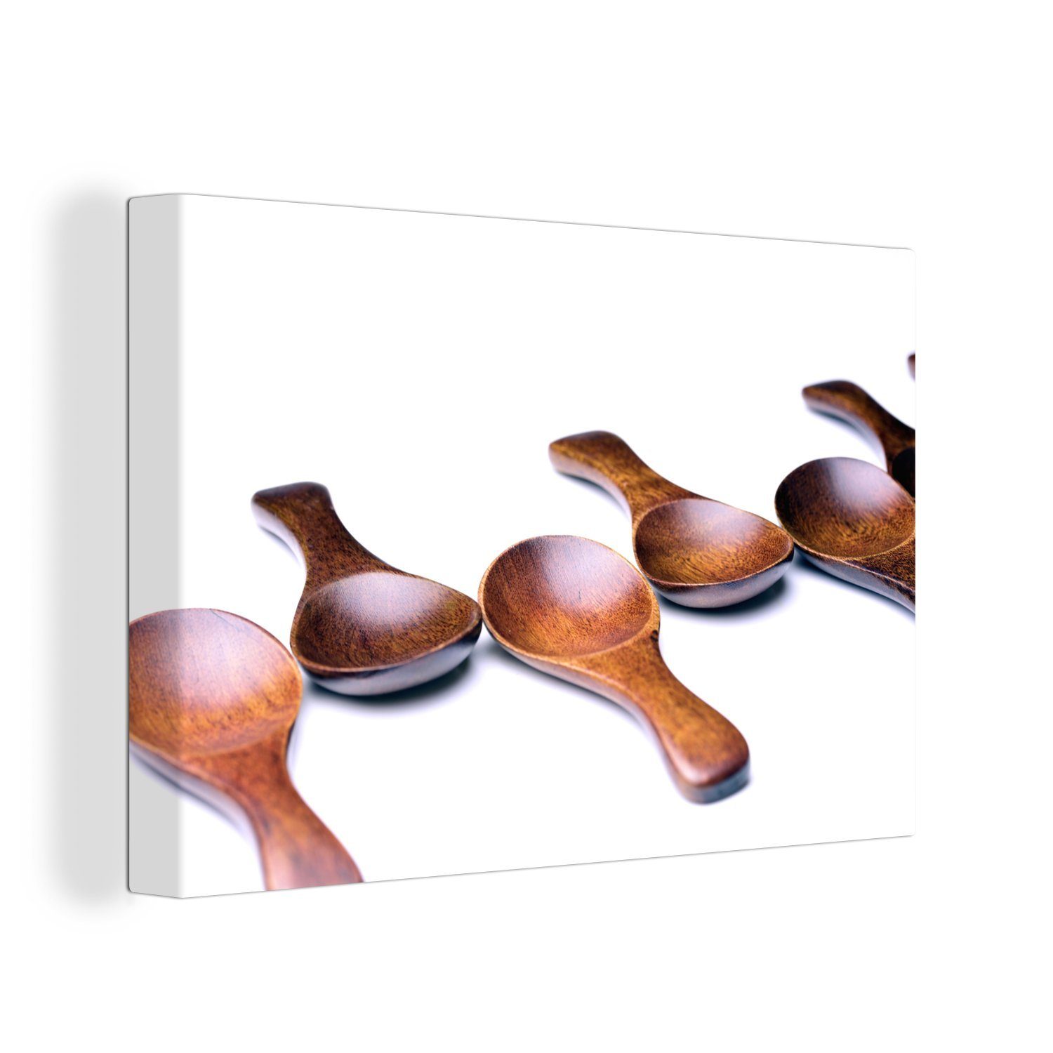 OneMillionCanvasses® Leinwandbild Verschiedene Schöpfkellen vor weißem Hintergrund, (1 St), Wandbild Leinwandbilder, Aufhängefertig, Wanddeko, 30x20 cm