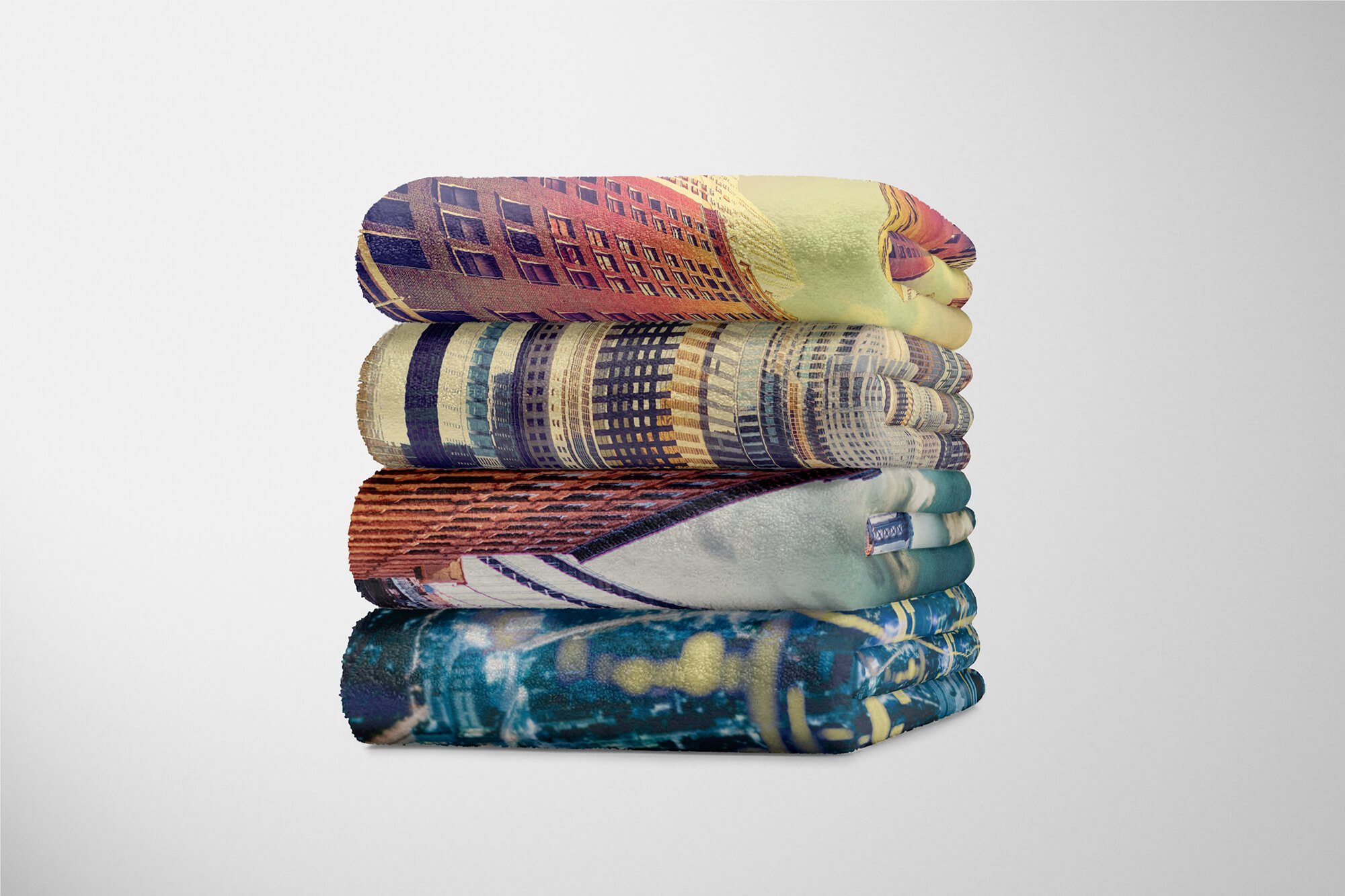 Kuscheldecke Handtücher (1-St), mit Handtuch Saunatuch Baumwolle-Polyester-Mix Handtuch New Art Strandhandtuch Architektur Yo, Sinus Fotomotiv