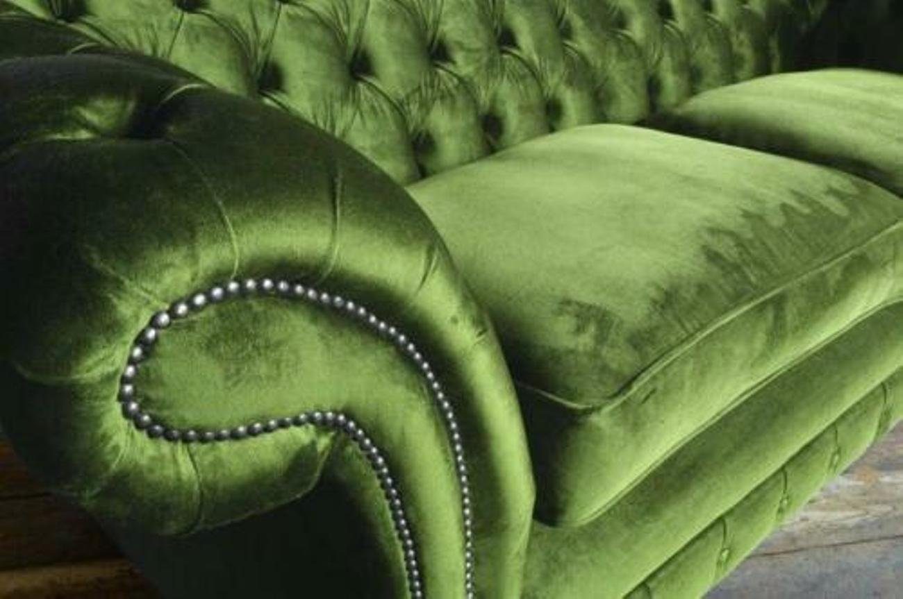 Garnitur Grüne JVmoebel in Sofa Stoff, Polster Textil Couch 3-Sitzer Samt Made Sitz Europe Chesterfield