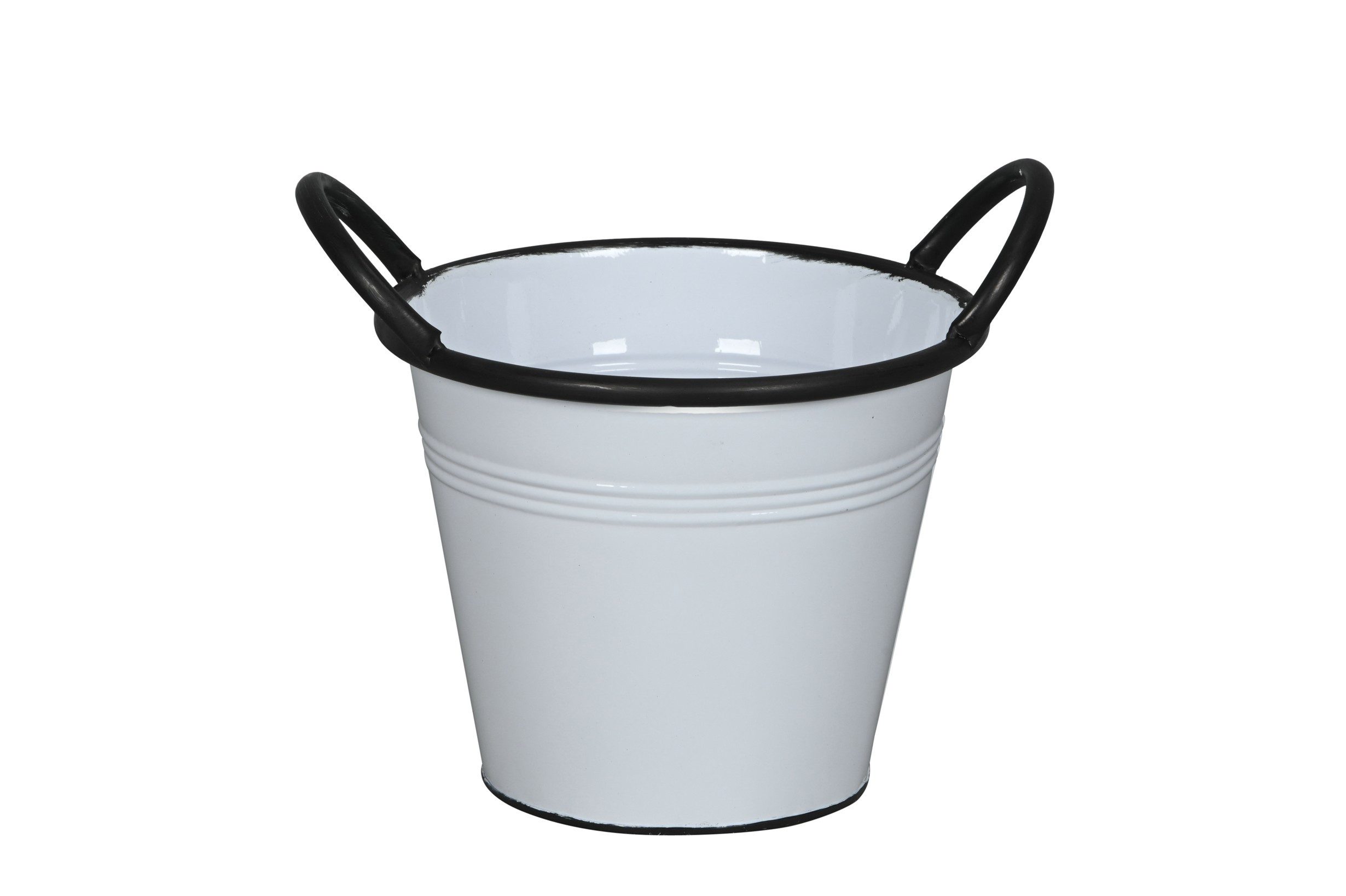 finehomegarden Blumentopf Pflanztopf Weiß-Schwarz mit Griffen Metall Blumentopf Ø16cm H13cm (1 St), Ø18cm H15cm Moderner Übertopf für Innen & Außen Deko 2Größen – Bild 3 von 5