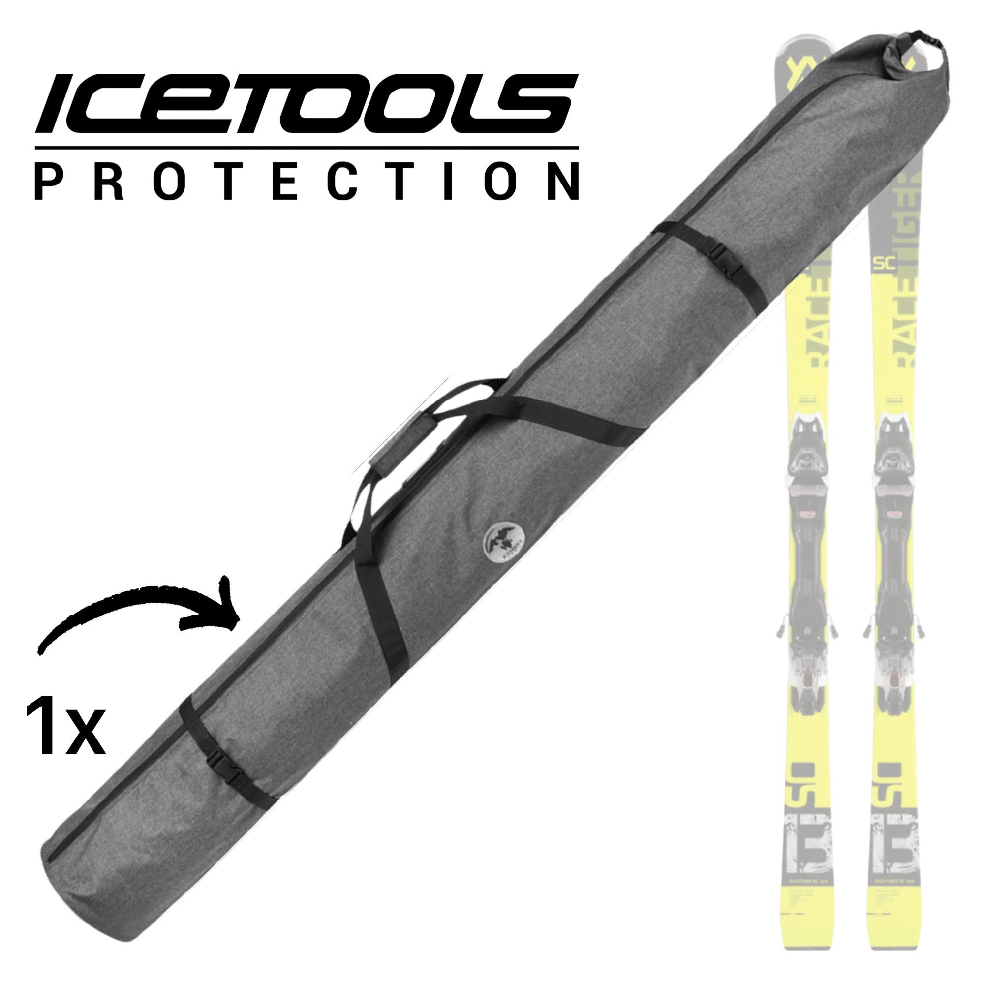 Icetools Ski- und Snowboardträger Icetools Aufrollbarer Ski Reise Transport Tasche Zip Roll grau