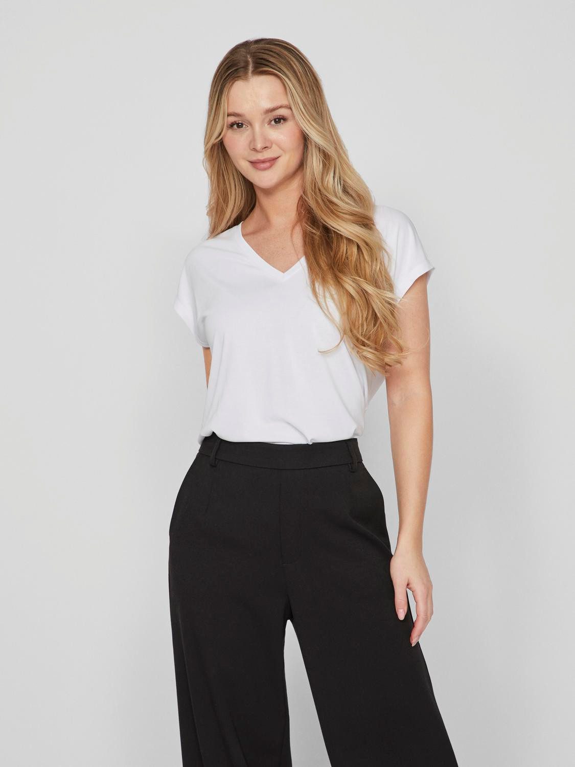 Vila V-Shirt VIMODALA V-NECK S/S TOP - NOOS günstig online kaufen