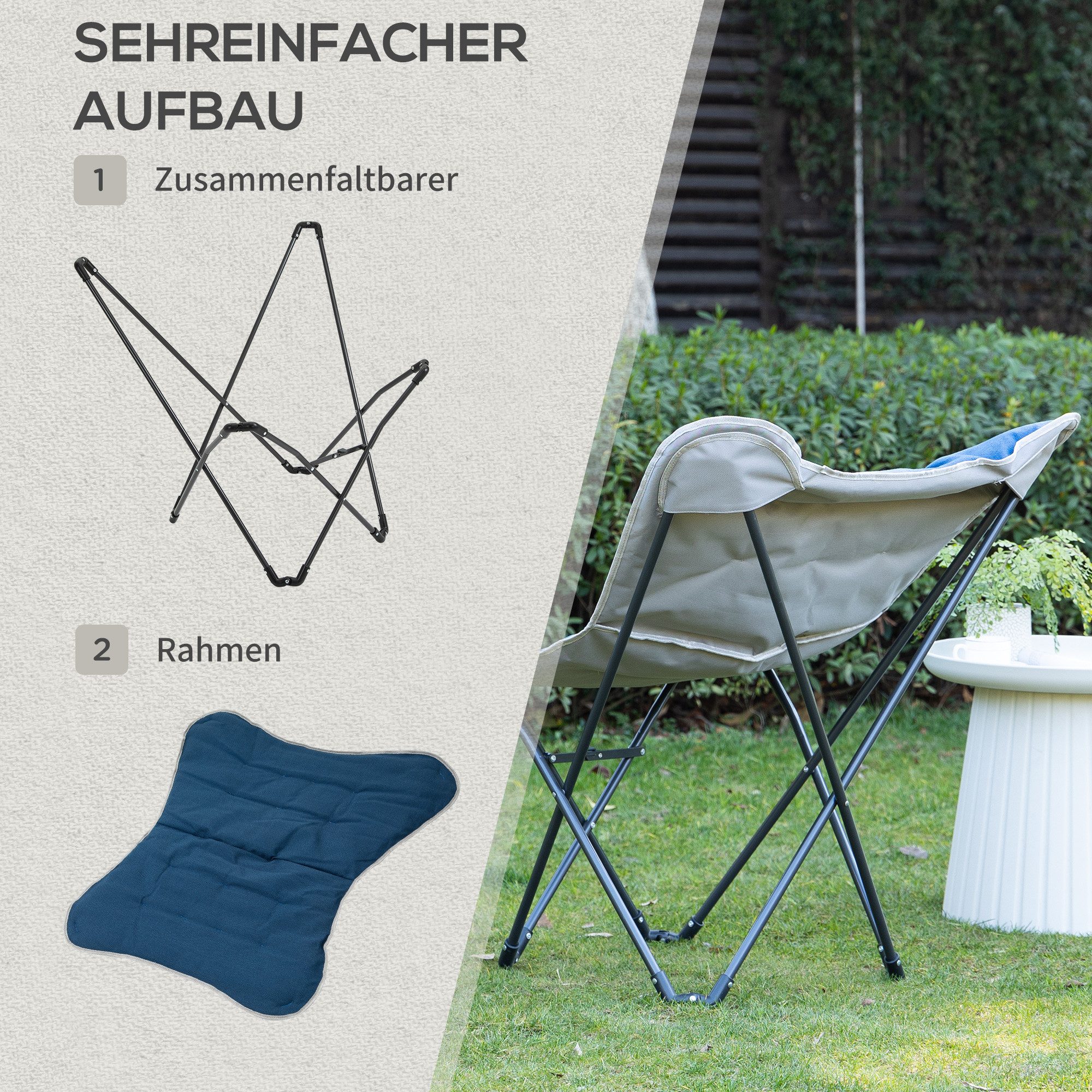 MC Star Campingstuhl Faltbarer 120kg Tragfähigkeit, leicht und tragbar (mit Armlehnen für Outdoor Aktivitäten)