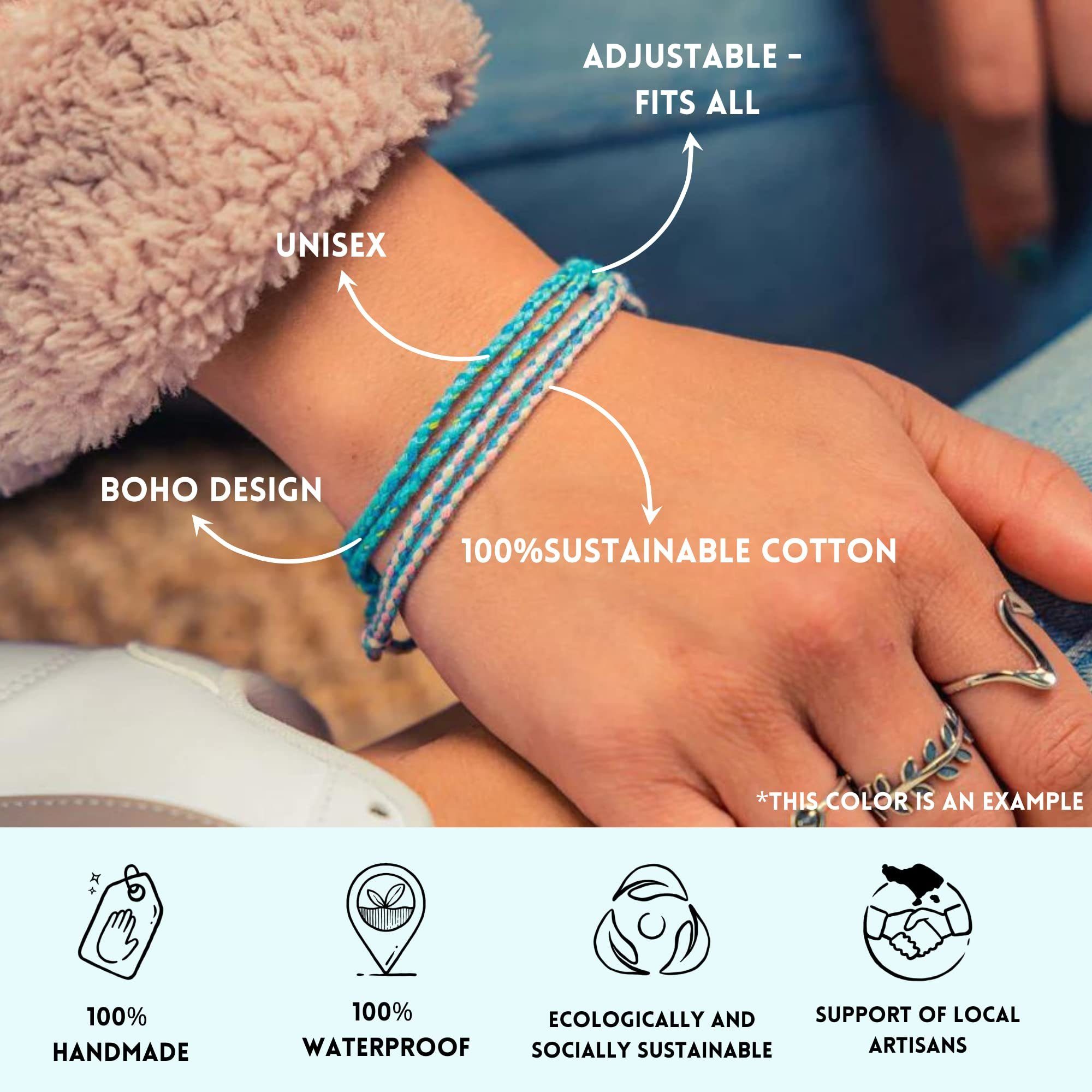Made by Nami Freundschaftsarmband 2er Set Boho Surfer Armand Damen & Herren Geflochtenes Stoff Armband (Set, 2), Wasserfest & Verstellbar – Bild 2 von 3