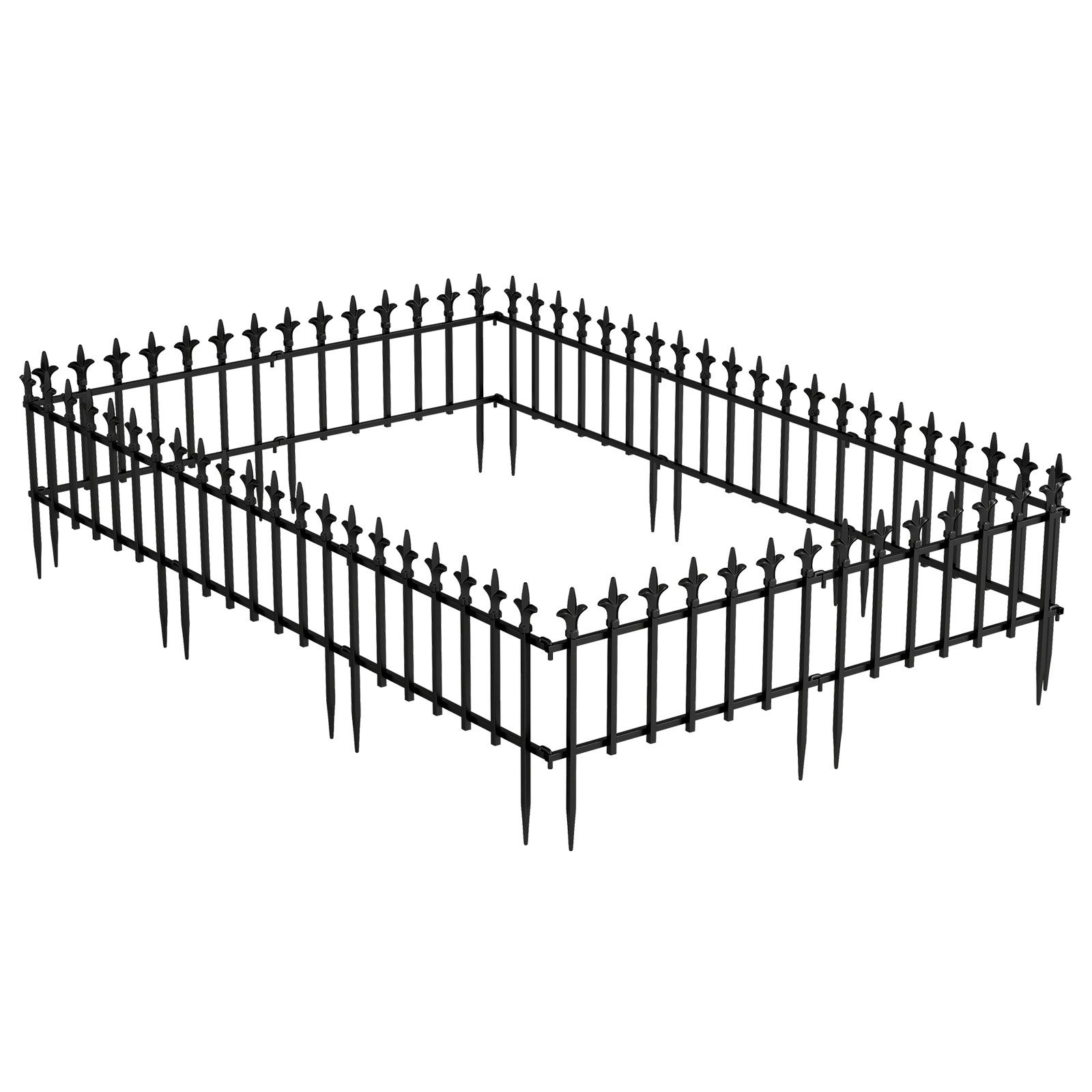 COSTWAY Gartenzaun, 10 Stück Metall Steckzaun mit Fleur-de-Lis, 56 x 44 cm