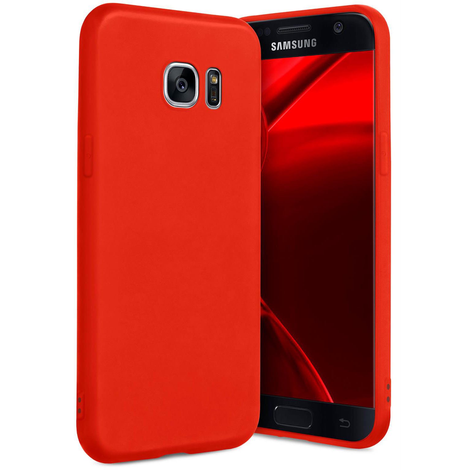 ONEFLOW Handyhülle für Samsung Galaxy S7 Hülle Dünn SlimShield Pro Rot 5,1 Zoll, Backcover TPU Case Handyhülle minimalistisch Schutzhülle Erhöhter Rand