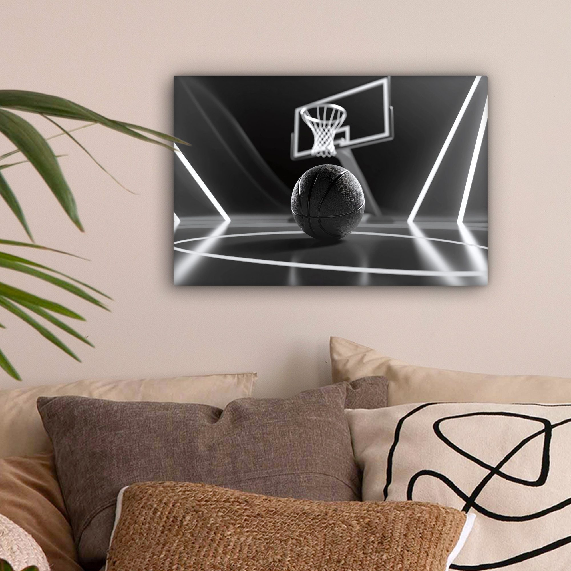 OneMillionCanvasses® Leinwandbild Basketball - Basketballplatz - Linien, Fo günstig online kaufen
