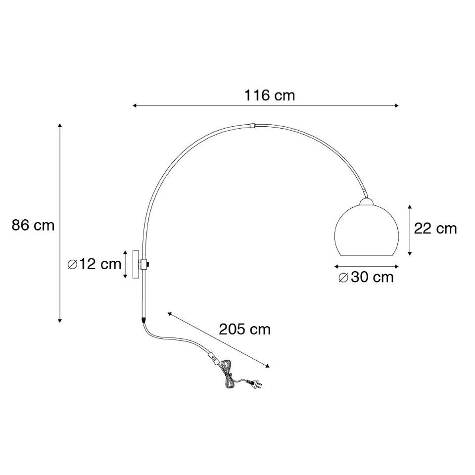 Qazqa Wandleuchte Bow, ohne Leuchtmittel, E27, Weiß, Modern, Stahl, 1-flammig