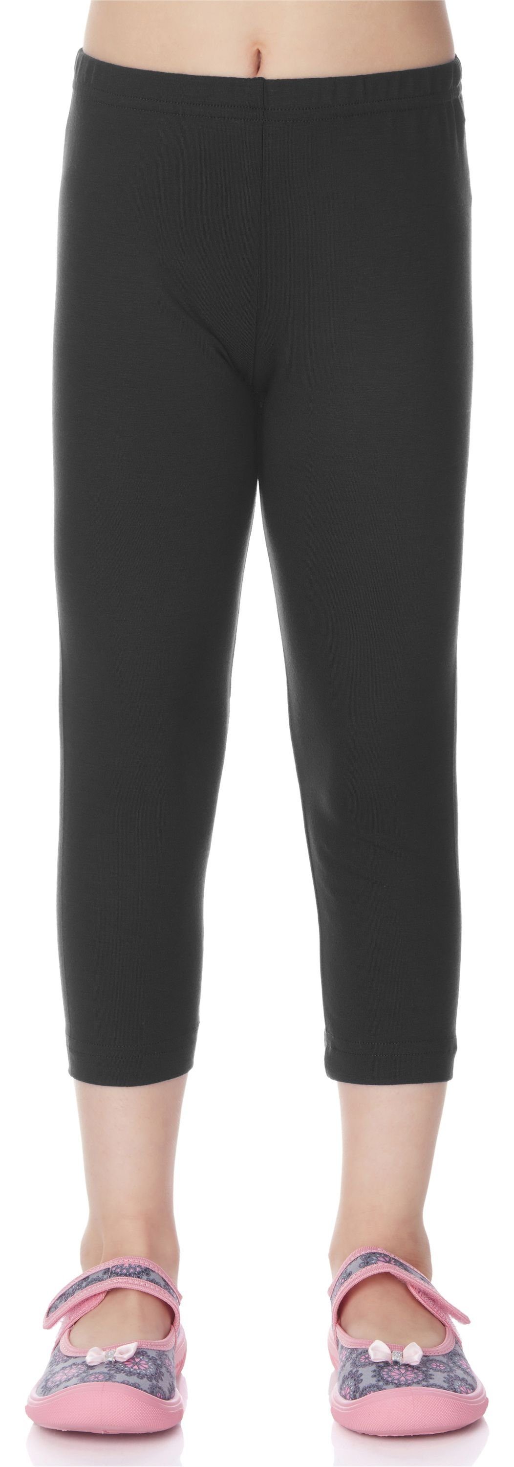 (1-tlg) aus elastischer MS10-131 3/4 Graphit Capri Leggings Style Viskose Mädchen Leggings Bund Merry