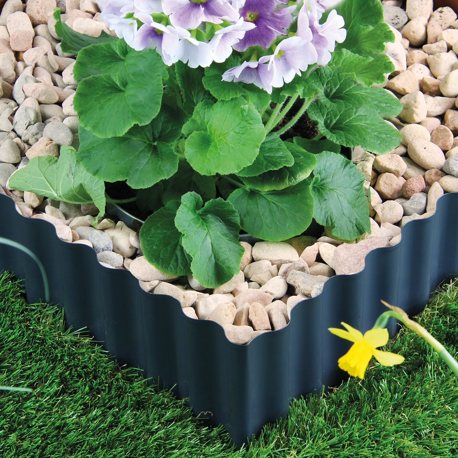 Bellissa Rasenkante Welle Rasenkantenband anthrazit 5m×20cm Beeteinfassung Beetabgrenzung, LxH: 500x20 cm