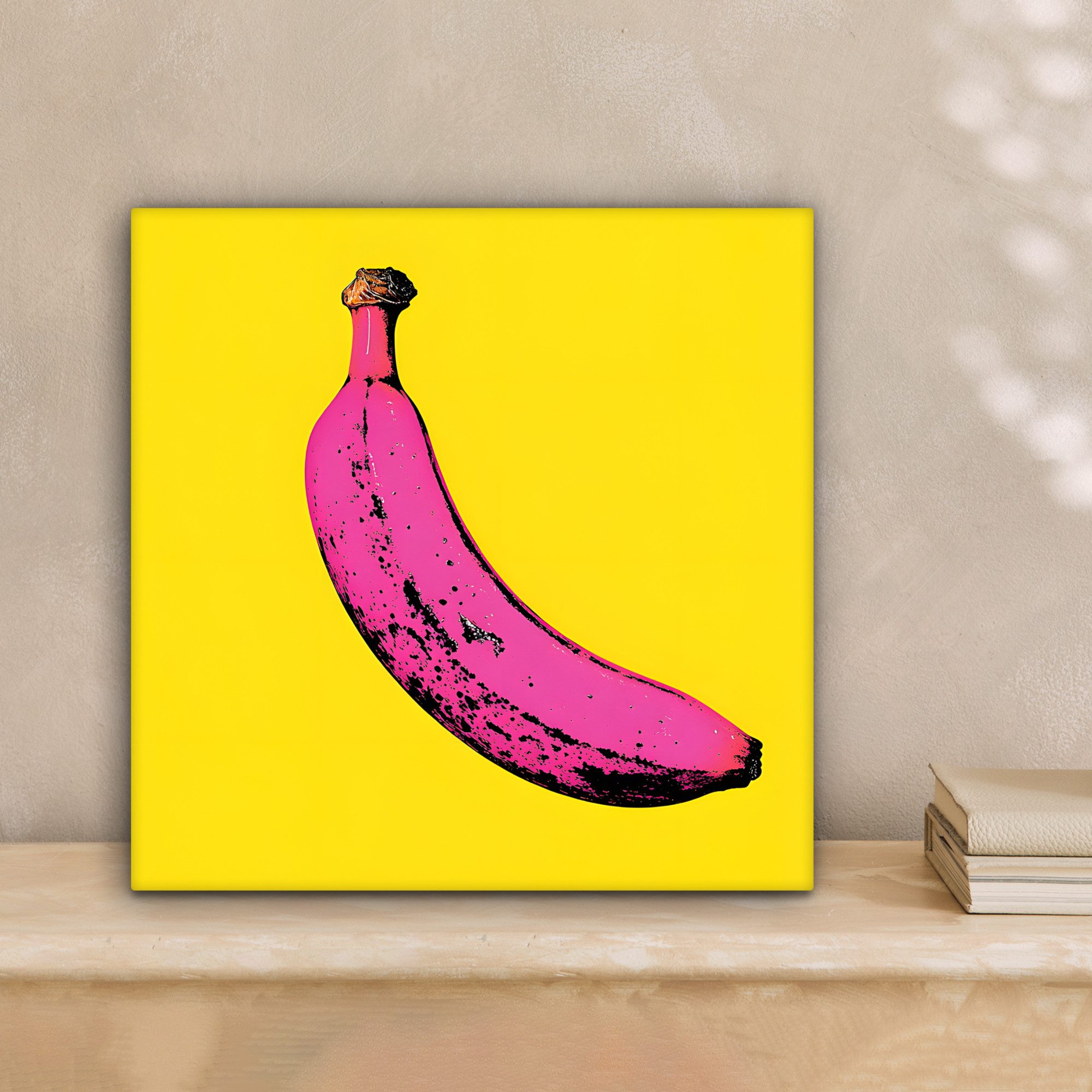 OneMillionCanvasses® Leinwandbild Banane - Grafik - Gelb, Fotodruck (1 St), Wandbild, Deko Schlafzimmer Wohnzimmer Flur 20x20 cm
