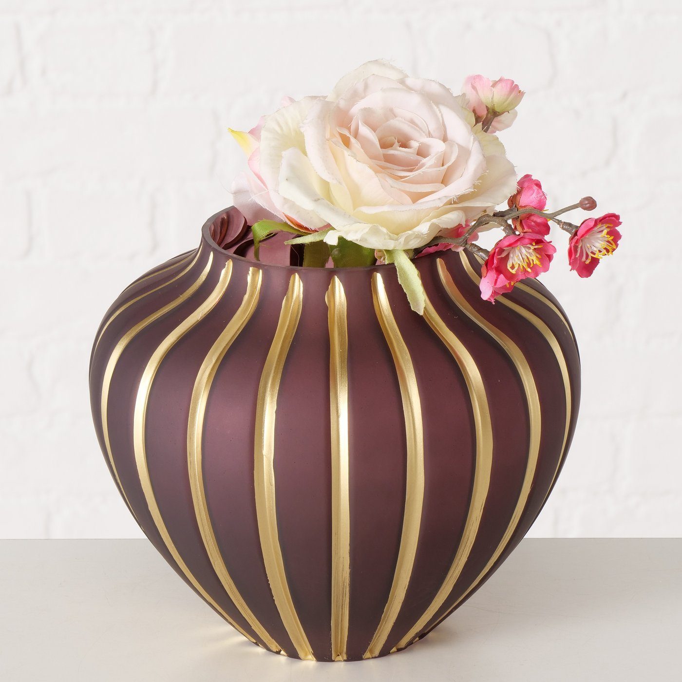 Dekovase Glas H18cm, "Keana" Vase in aus dunkelrot Matt BOLTZE