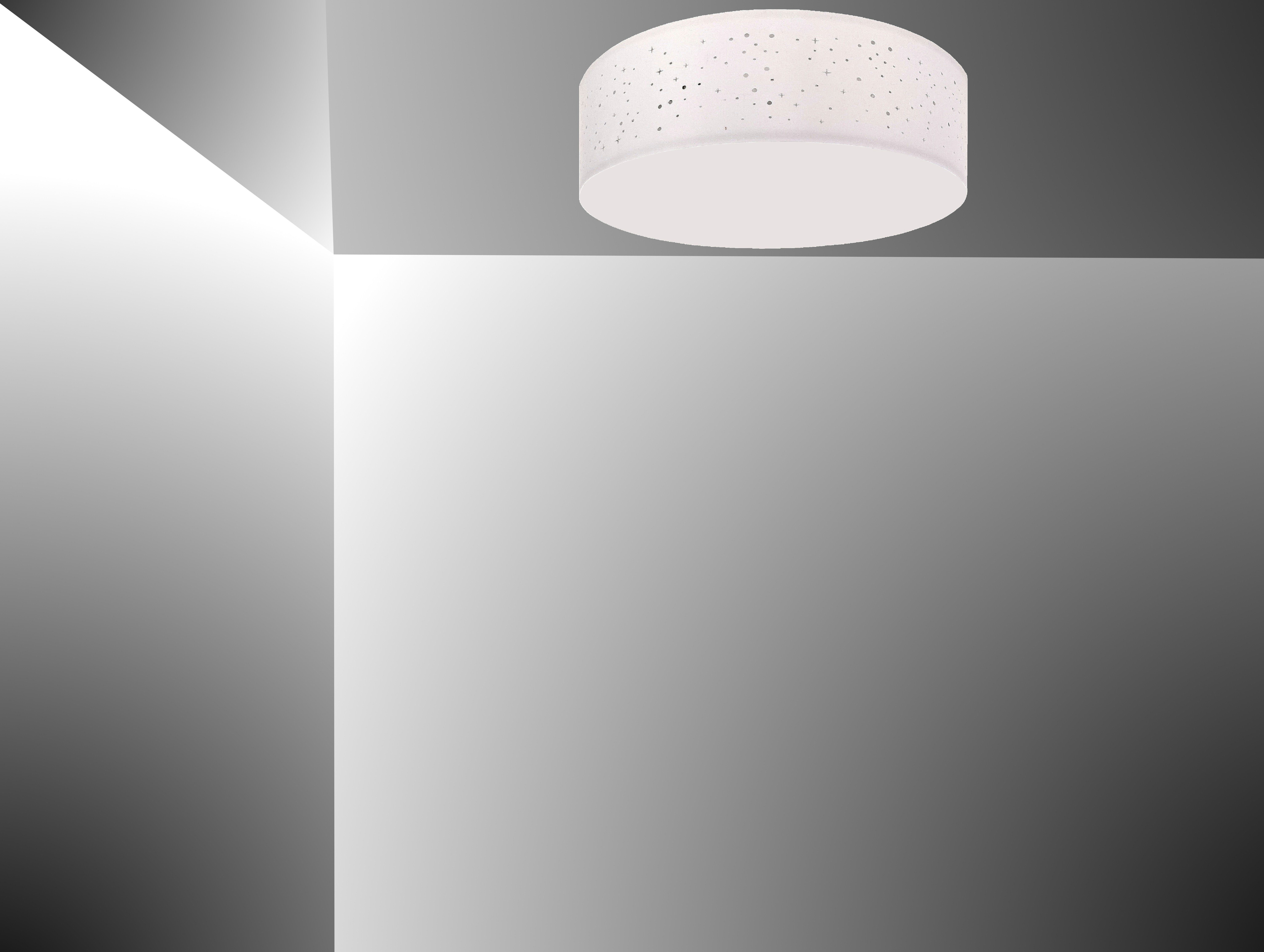 Leuchtmittel) rund Gästezimmer für Schlafzimmer mit für 3137 LED Stoffschirm in LED Bürolampe Lampenfassung *WEISS* (ohne E27 TRANGO Wohnzimmer, Flur Deckenlampe Ø Deckenleuchte, 38cm Schlafzimmerlampe, inkl. Deckenstrahler 2x Sternenhimmel