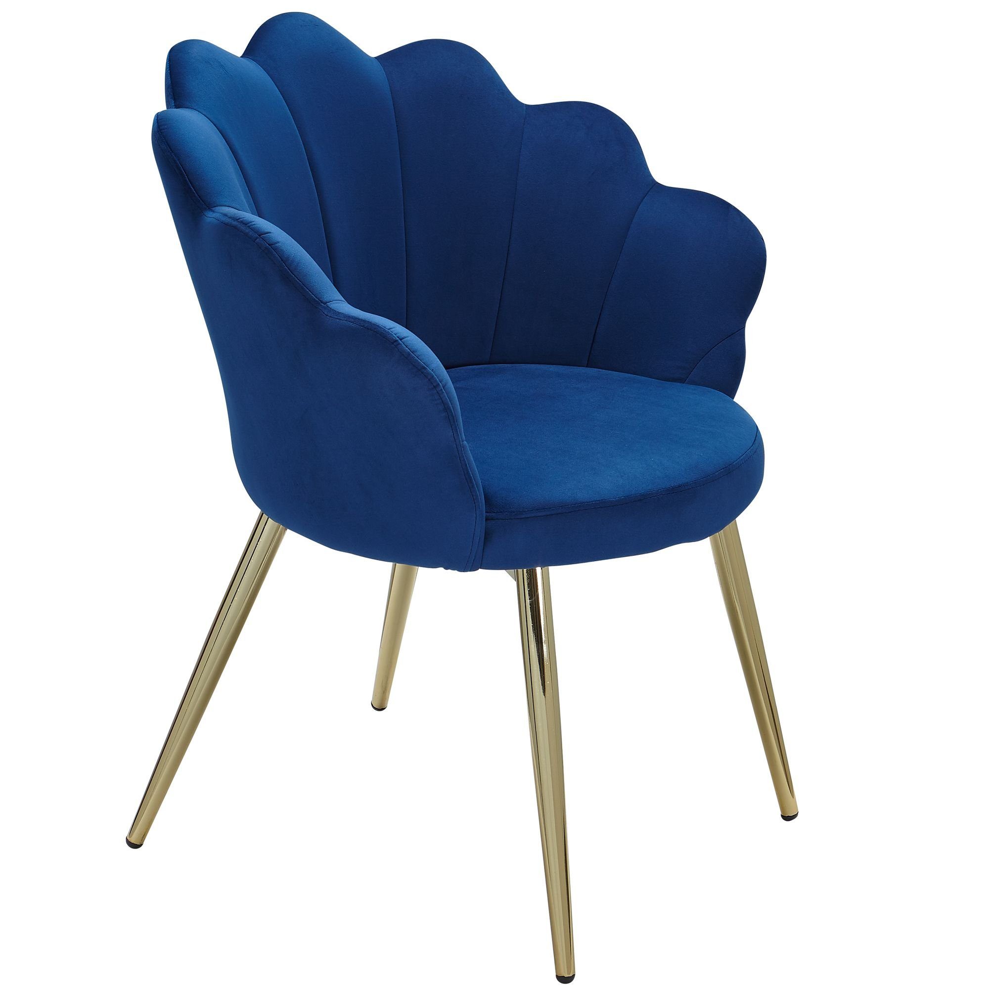 KADIMA DESIGN Esszimmerstuhl Küchenstuhl Samtbezug Design | Modernes - & TULIP Metallbeine - Blau Blau