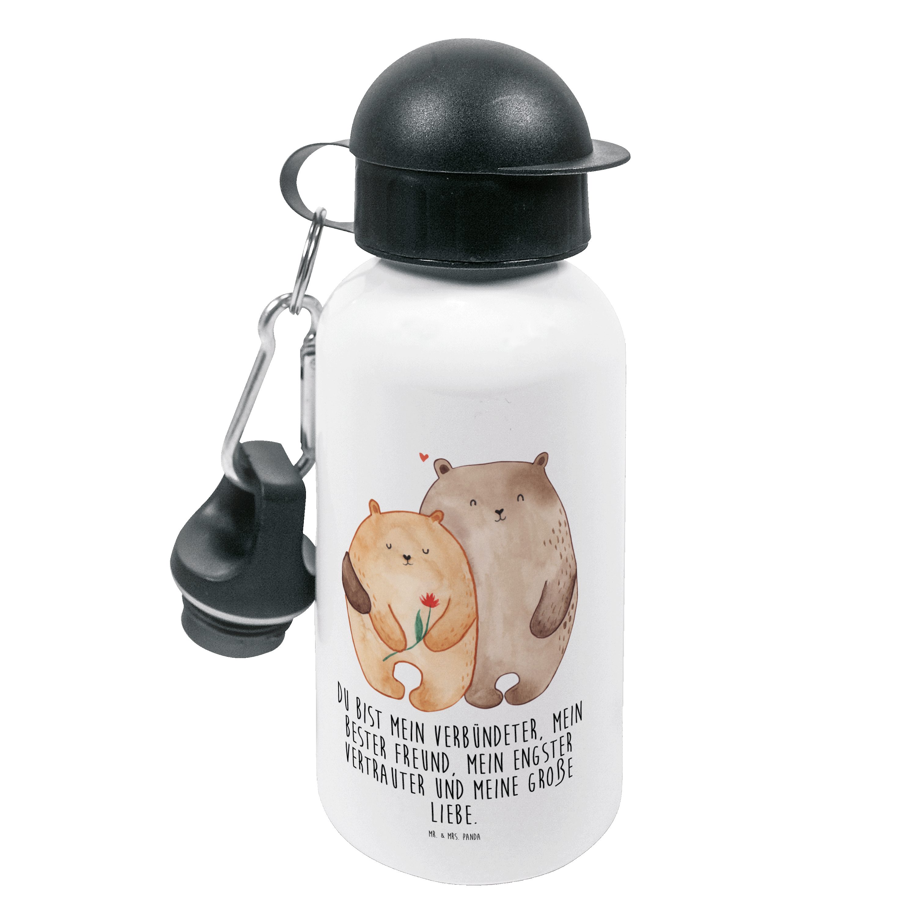 Mr. & Mrs. Panda Trinkflasche Bären Liebe - Weiß - Geschenk, Umarmung, verknallt, Grundschule, Bärc