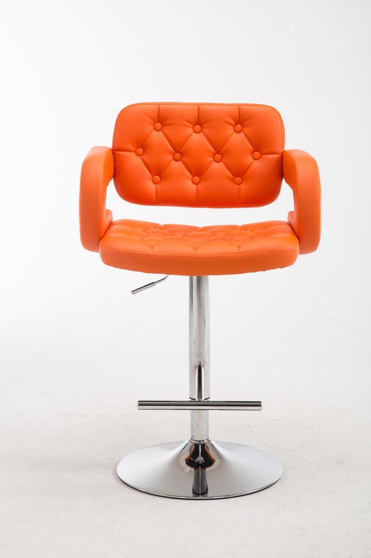 Kunstleder chrom Küche), TPFLiving Theke Orange Metall Hocker (mit bequemer Fußstütze - Barhocker & - und Rückenlehne Gestell drehbar - für Dublin 360° Sitzfläche: