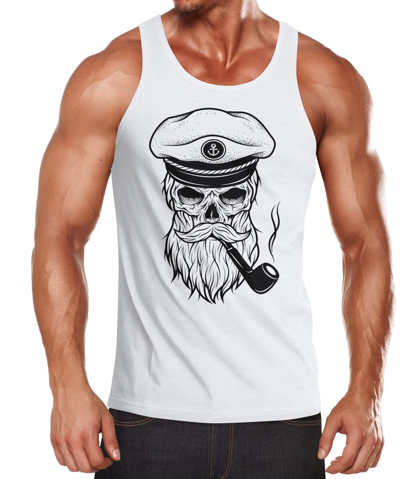 Neverless Tanktop Herren Tanktop Totenkopf Kapitän günstig online kaufen