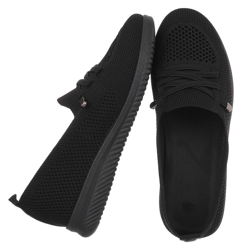 Ital-Design Bequeme Damenschuhe mit atmungsaktivem Mesh-Design Slipper (91554380) Keilabsatz/Wedge Slipper in Schwarz