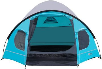 Portal Outdoor Kuppelzelt Zelt für 4 Personen Bravo blau wasserdicht Familienzelt Camping, Personen: 4 (mit Transporttasche), mit Transporttasche 100% wasserdicht