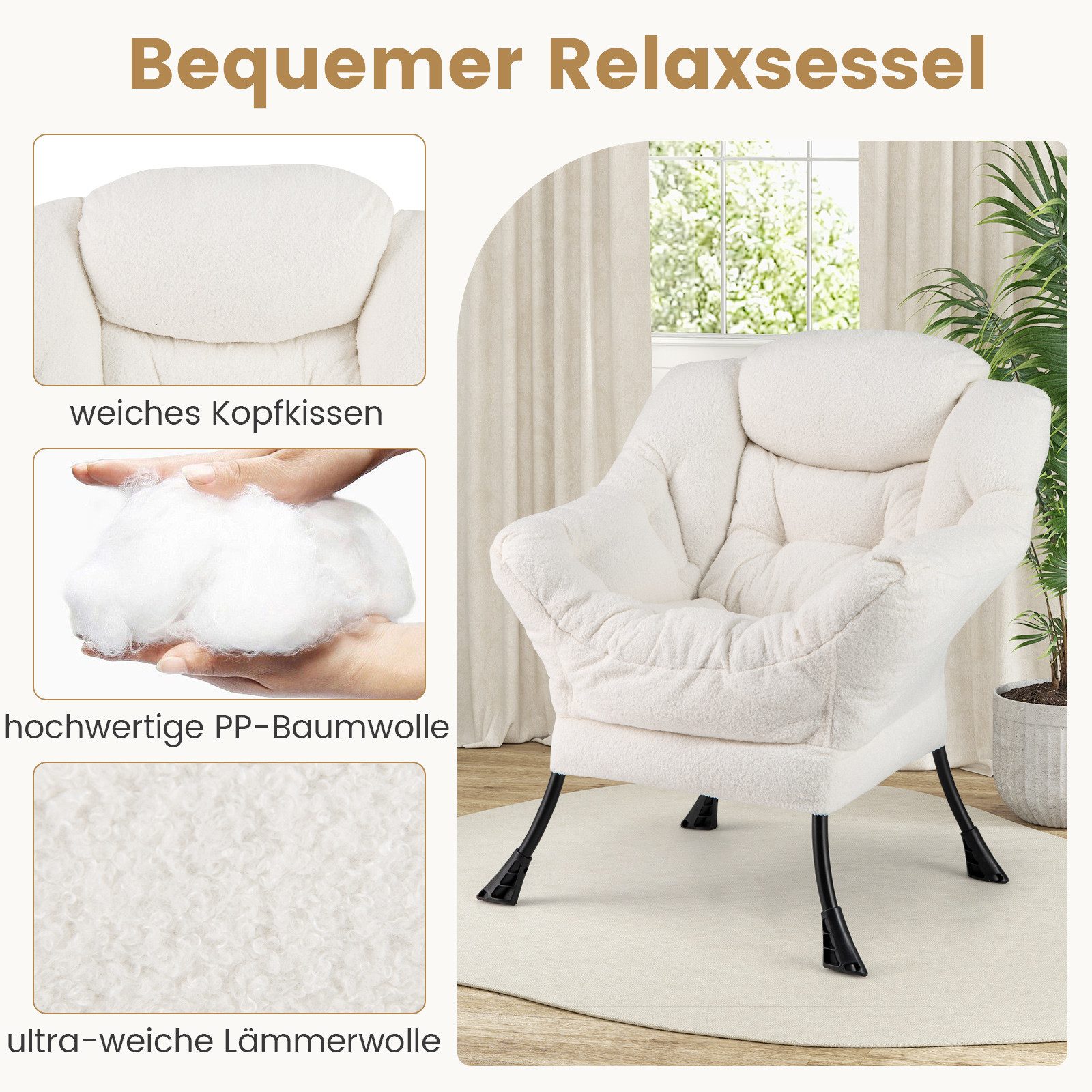 COSTWAY Relaxsessel (2-St), Ohrensessel mit Hocker, gepolstert günstig online kaufen