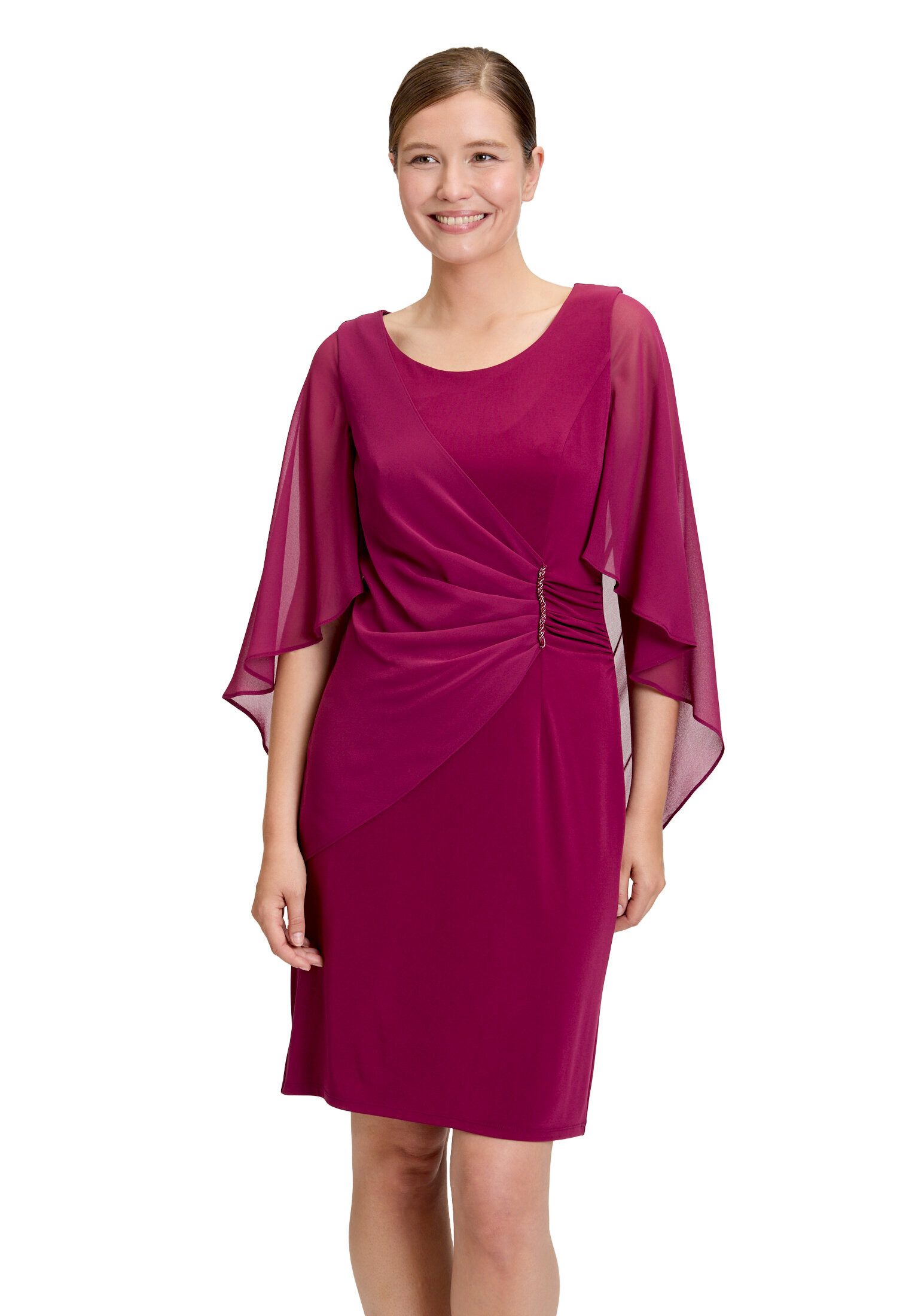 Vera Mont Cocktailkleid Damen mit Raffung Materialmix