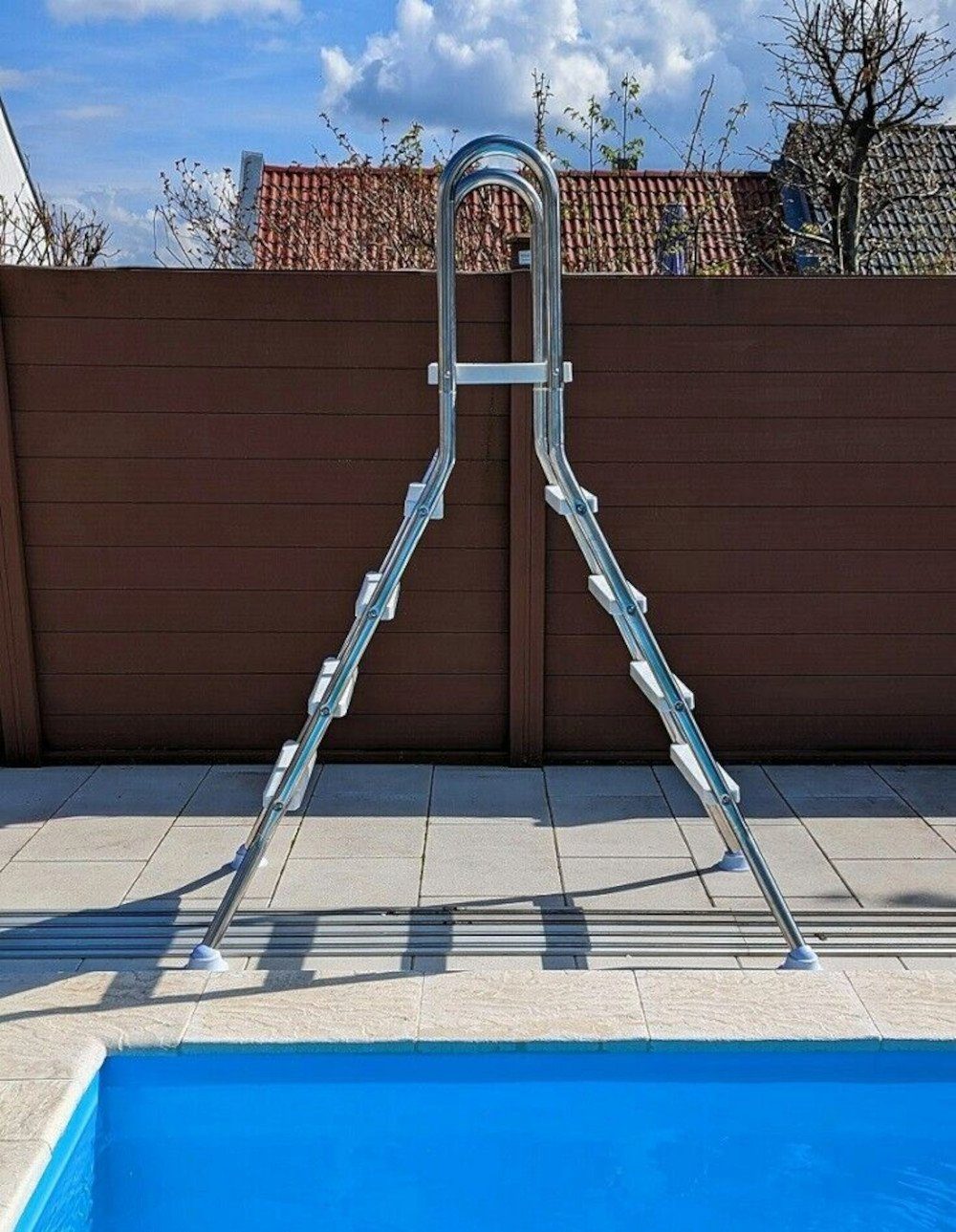 BruKa Poolleiter Edelstahl BIG XXL Hochbeckenleiter Leiter Edelstahlleiter Treppe