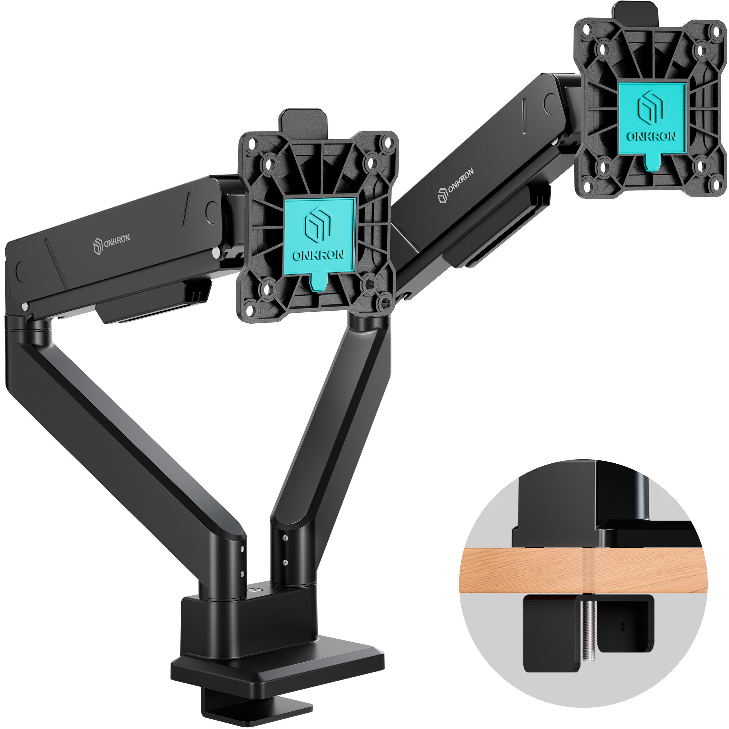 ONKRON Monitor-Halterung 13-45 Zoll, bis 15 kg pro Arm, VESA 75x75-100x100, G200-B, (bis 45 Zoll, neigbar, schwenkbar, drehbar, Kabelmanagement)