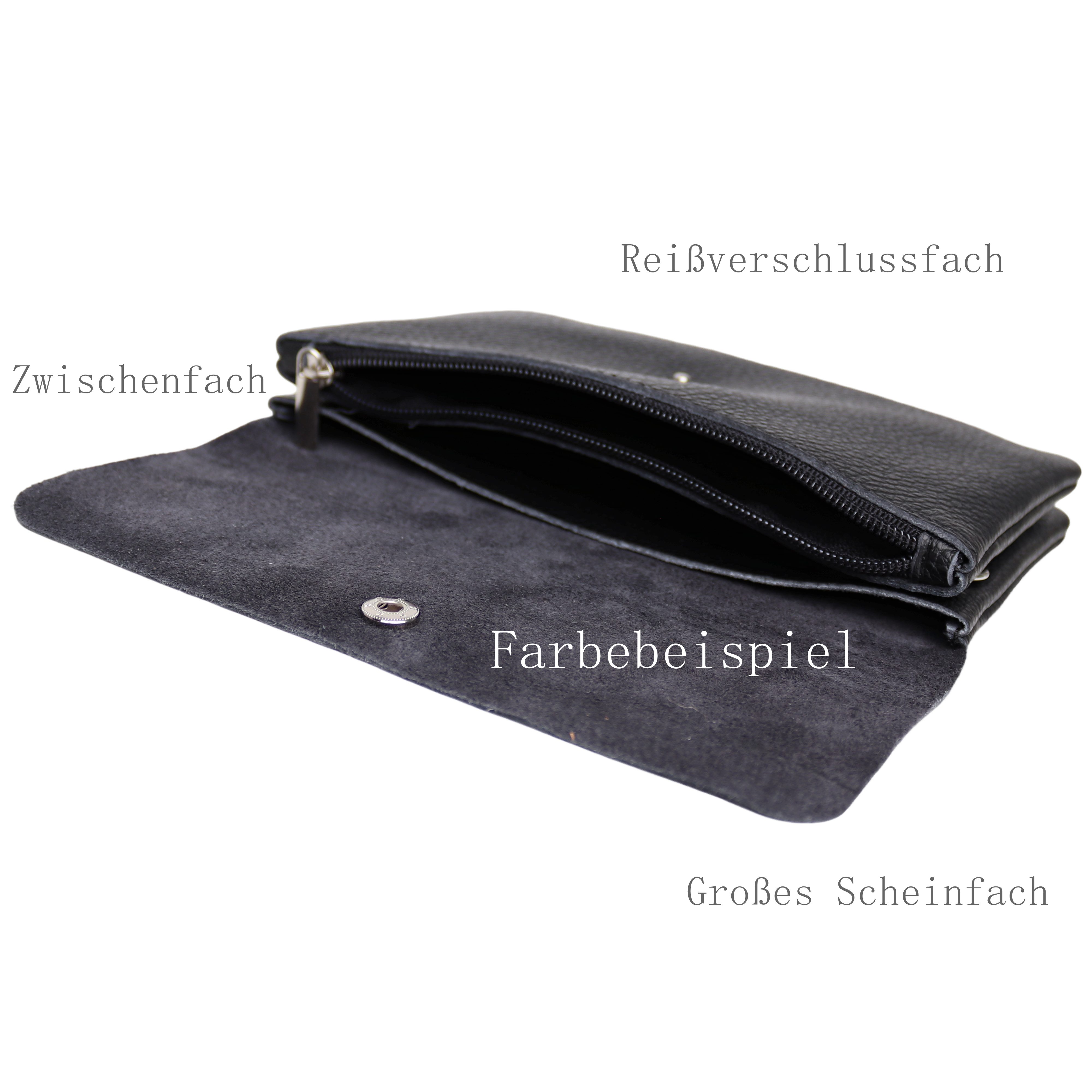 MIRROSI Clutch Damen, Crossbody Bag, Echtleder made in Italy ca.20x12x2cm (Leopard Leo Muster und Unifarbe), Umhängetasche, Schultertasche für jeden Anlass