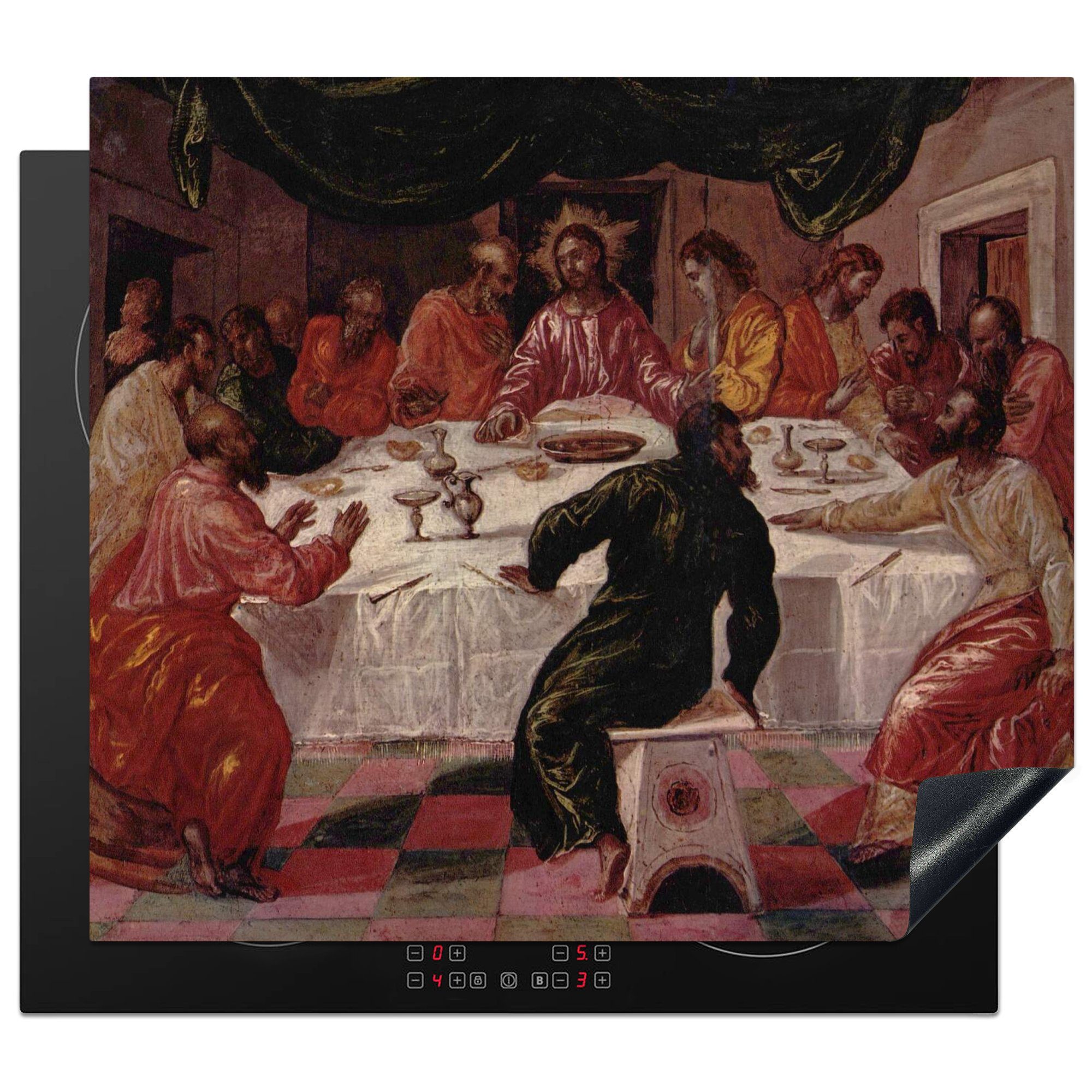 MuchoWow Herdblende-/Abdeckplatte Das letzte Abendmahl - El Greco Gemälde, Vinyl, (1 tlg), 60x52 cm, Mobile Arbeitsfläche nutzbar, Ceranfeldabdeckung