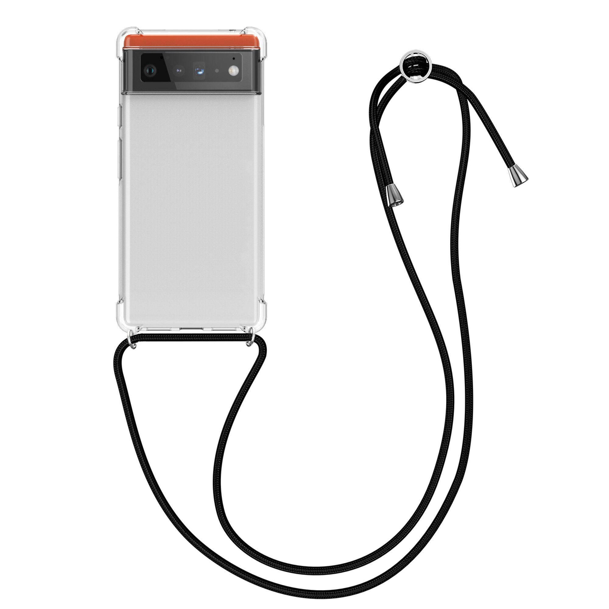 kwmobile Etui Necklace Case für Google Pixel 6, Hülle Silikon mit Handykette - Band Handyhülle
