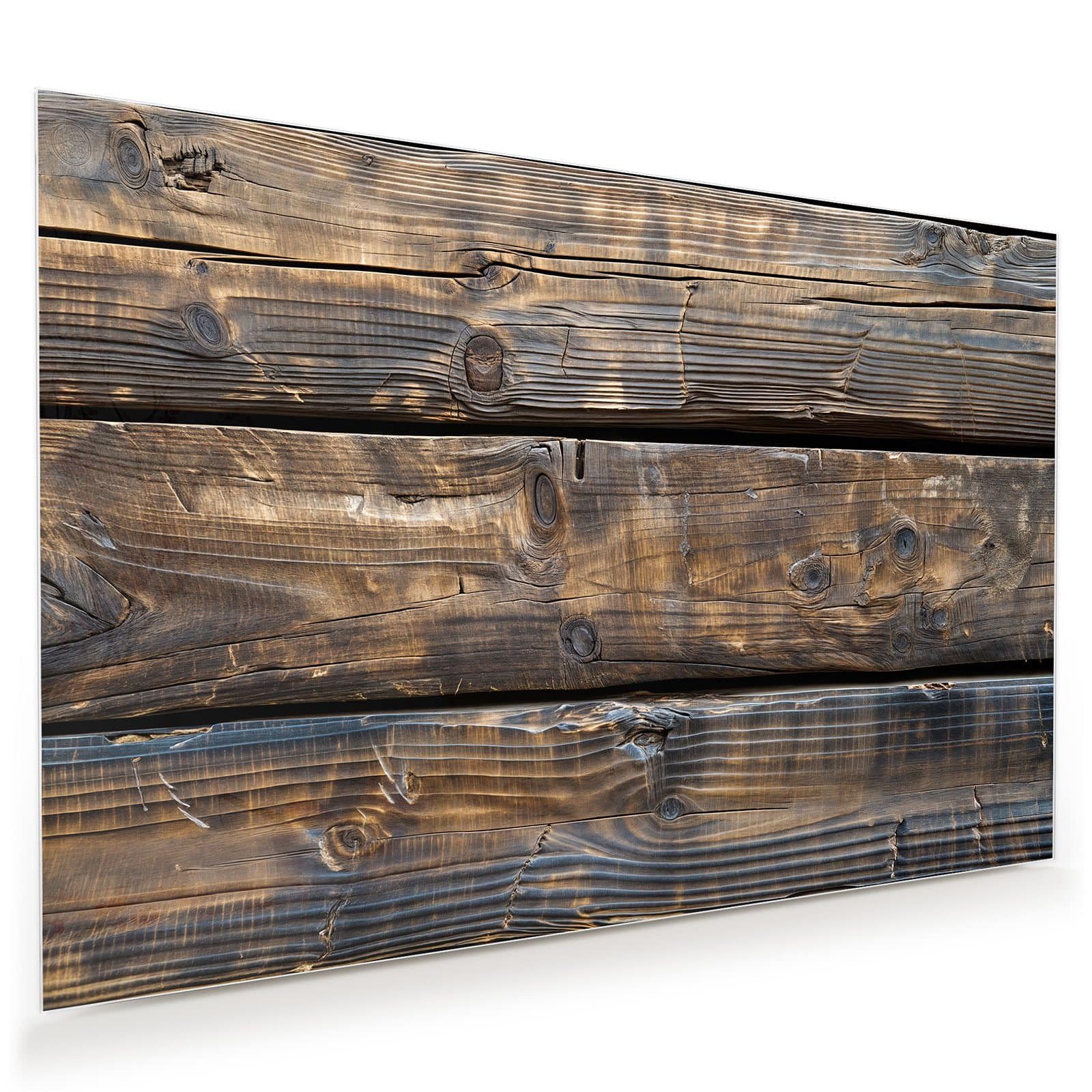 Primedeco Glasbild Wandbild Alte Holzbohlen mit Aufhängung, Holz (21 verschiedene Größen, 1 St), Elegante Aufhängung