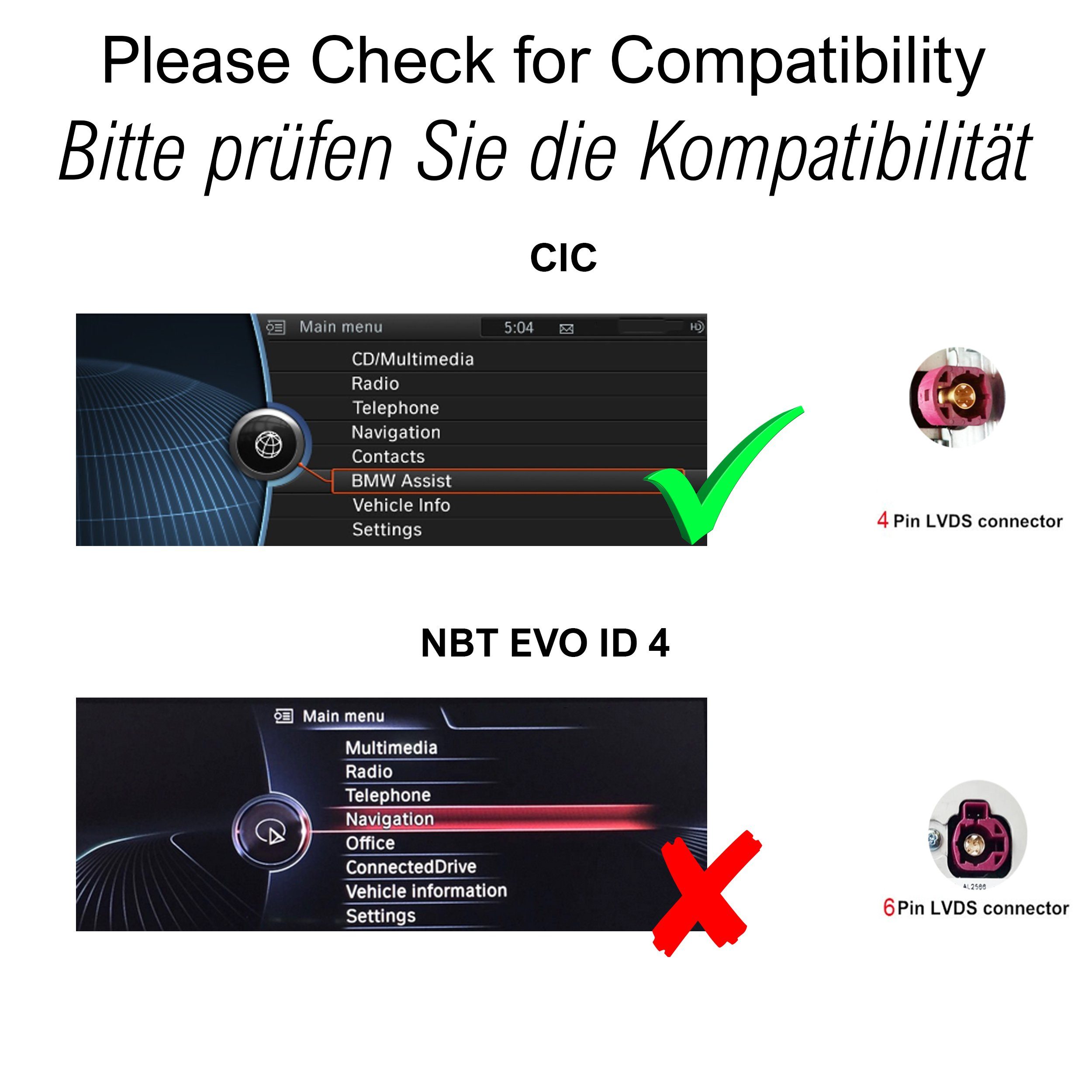 TAFFIO Für BMW CIC E81 E82 E87 E88 E90 E60 F10 E63 E84 F25 E70 E71 CarPlay Einbau-Navigationsgerät